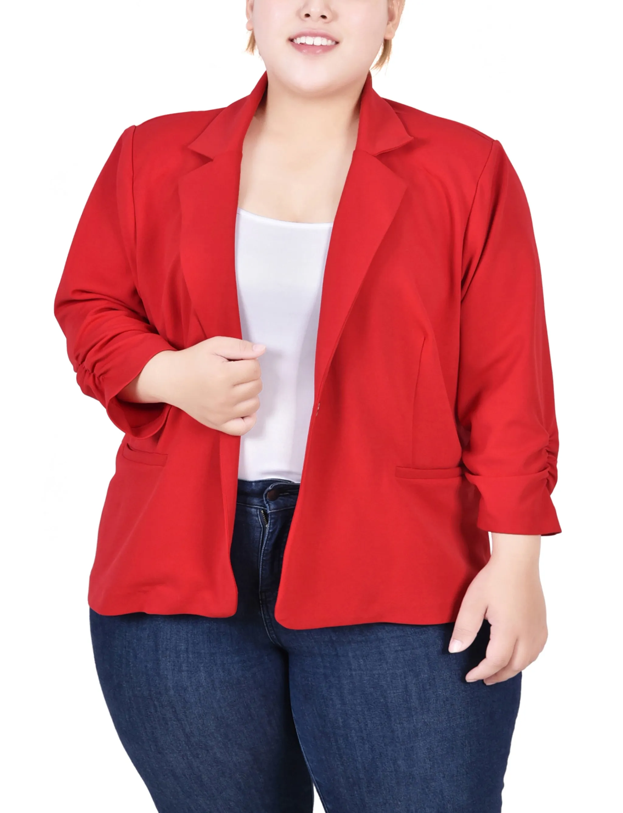 Plus Size Long Sleeve Scuba Crepe Jacket