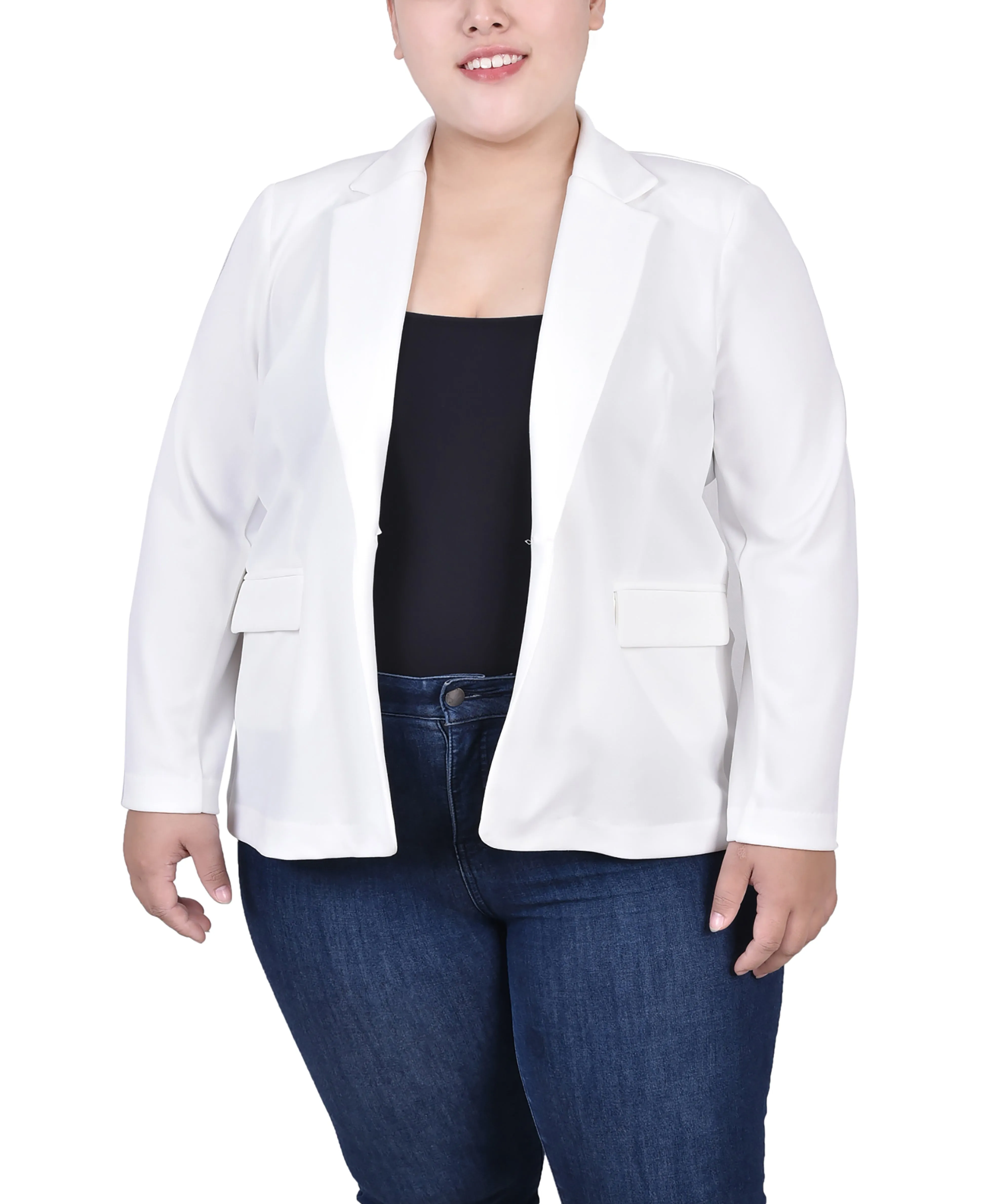 Plus Size Long Sleeve Scuba Crepe Jacket