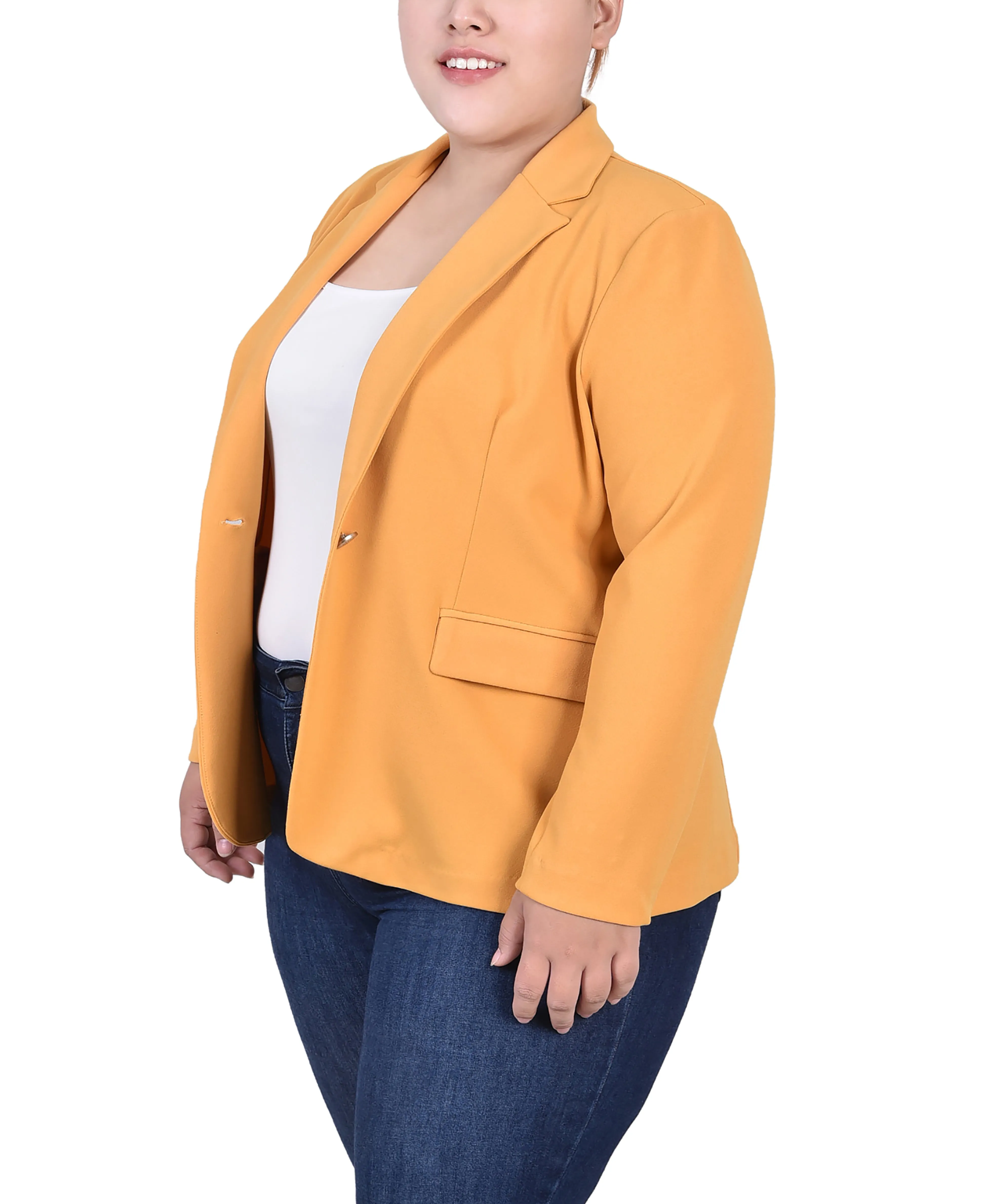 Plus Size Long Sleeve Scuba Crepe Jacket