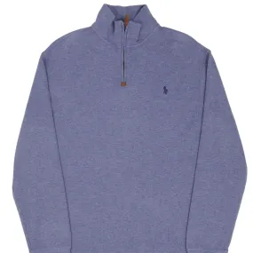 POLO RALPH LAUREN BLUE QUARTER 1/4 ZIP SWEATER SIZE Large