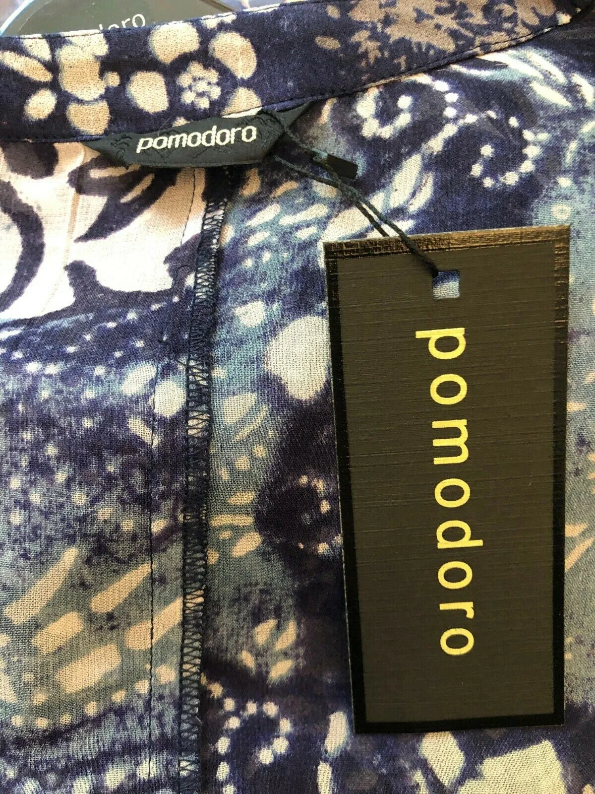 Pomodoro Indigo Chiffon Batik Duster Jacket UK 10 EU 38 US 6 BNWT RRP £59.95