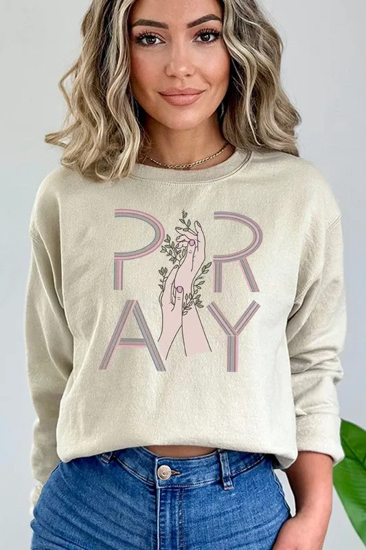 Pray Hands Floral Graphic Sweatshirt