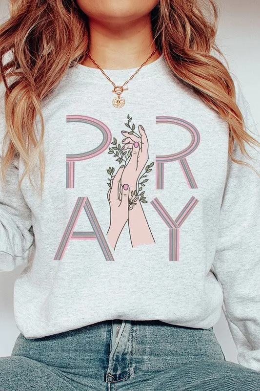 Pray Hands Floral Graphic Sweatshirt