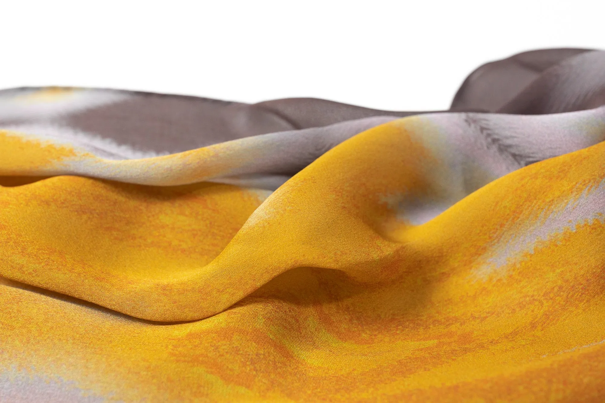 "Mist" Silk Chiffon Scarf - Yellow