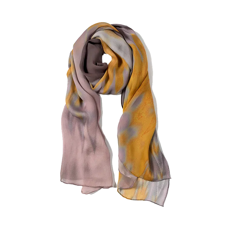 "Mist" Silk Chiffon Scarf - Yellow