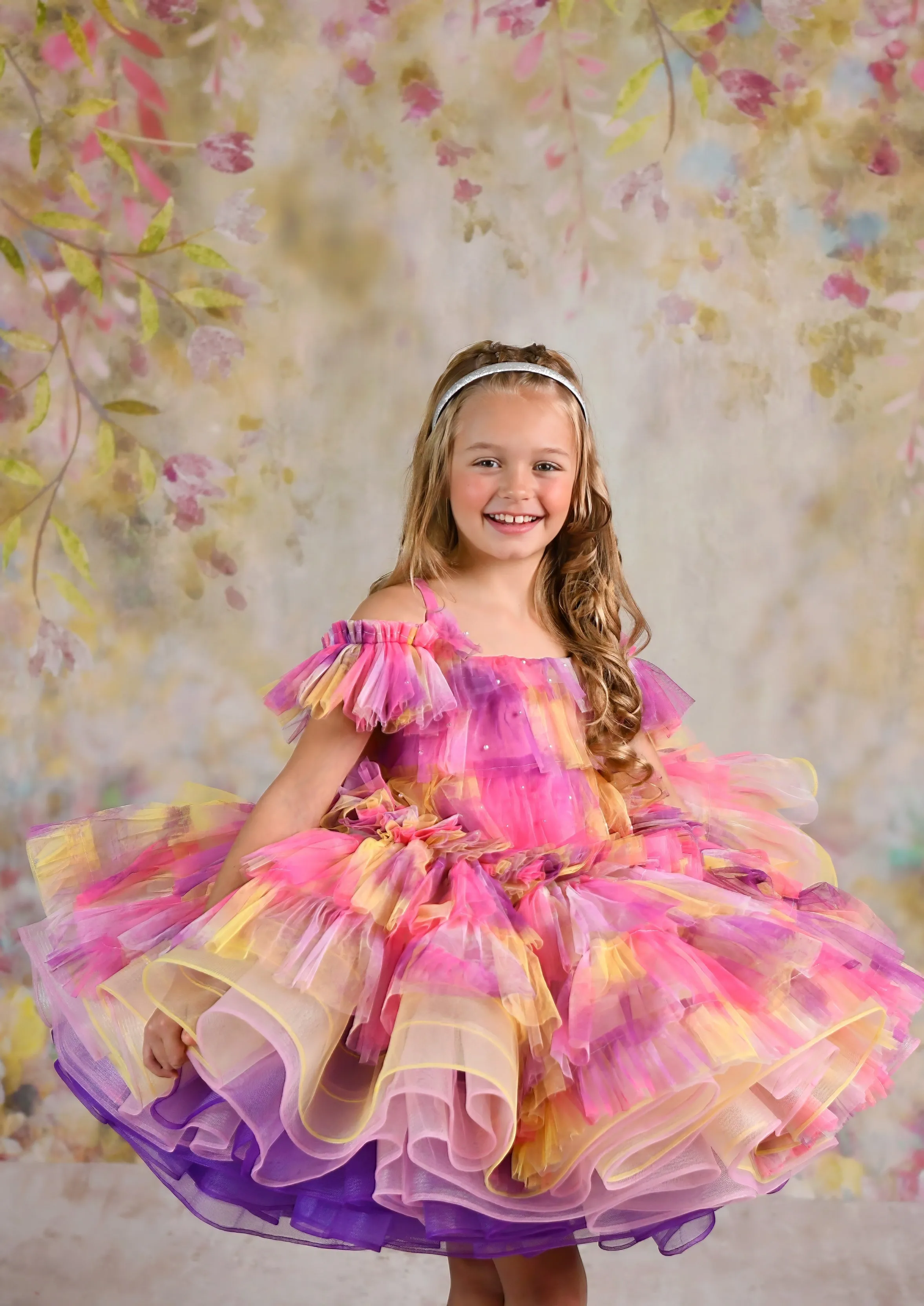 "Sunset Sorbet" petal  Length Dress ( 6 Year - Petite 7 Year)-