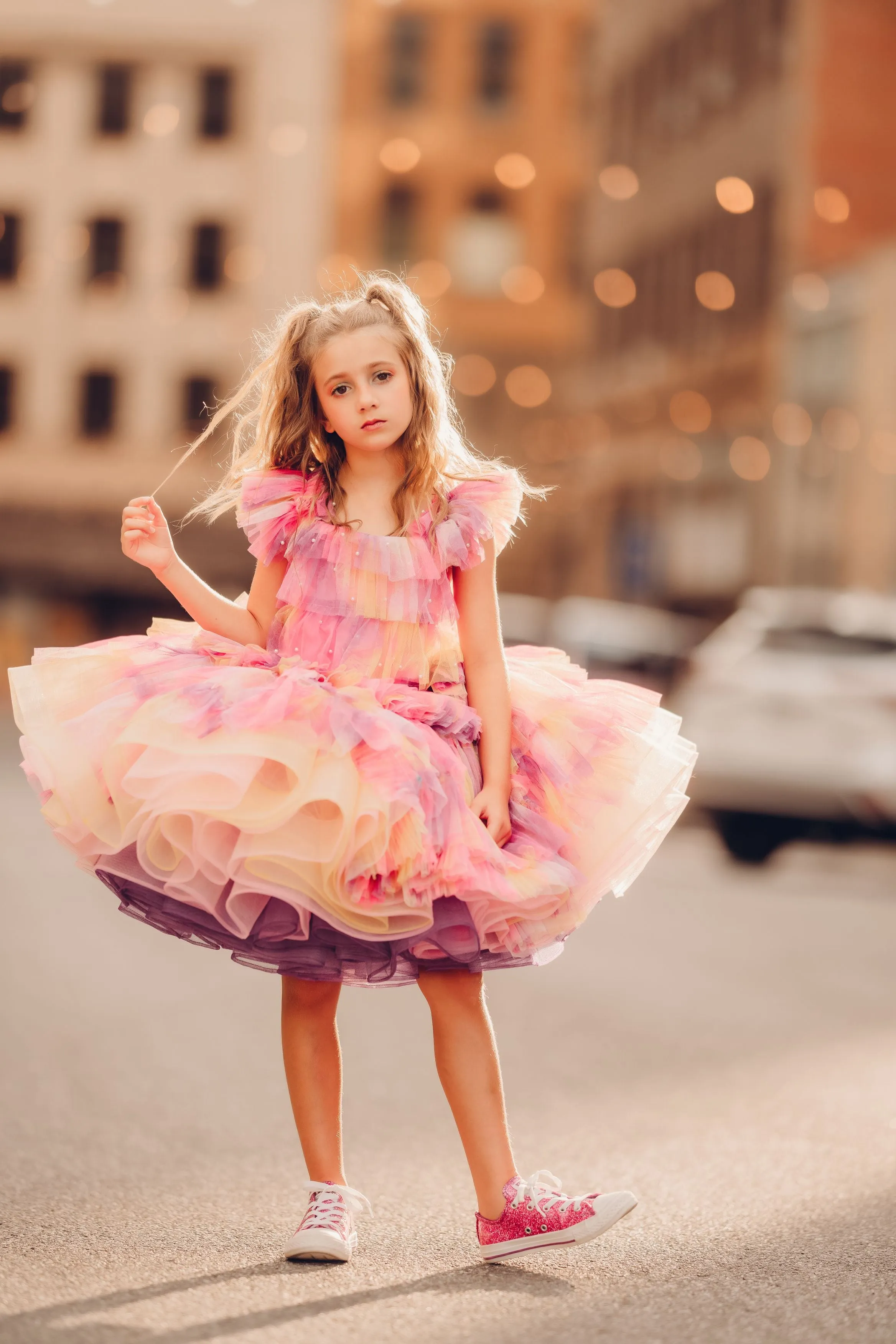 "Sunset Sorbet" petal  Length Dress ( 6 Year - Petite 7 Year)-