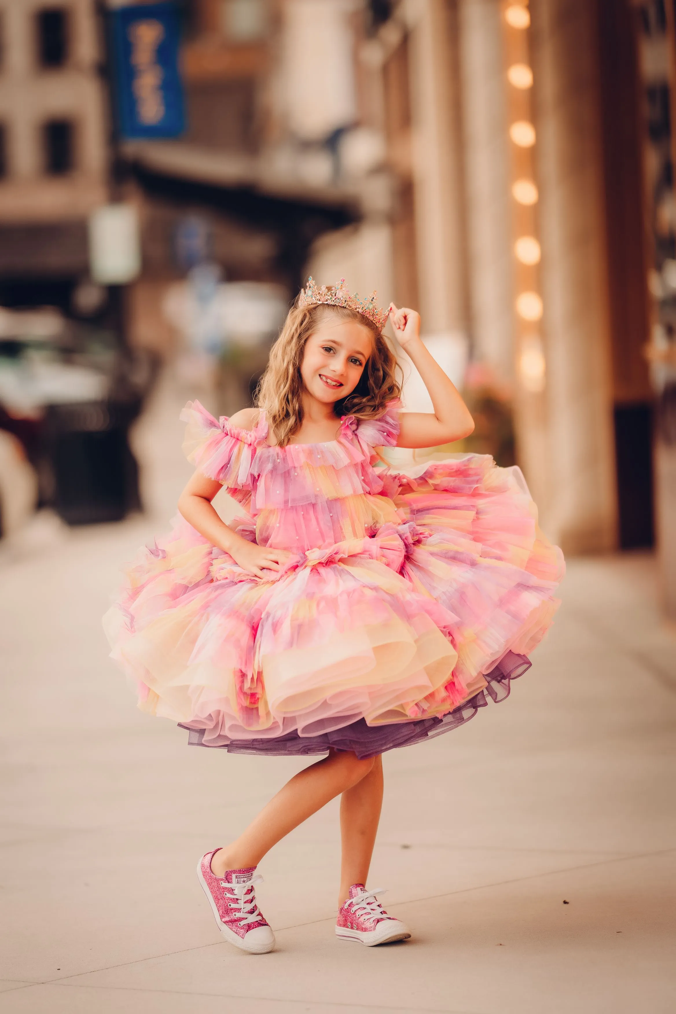 "Sunset Sorbet" petal  Length Dress ( 6 Year - Petite 7 Year)-