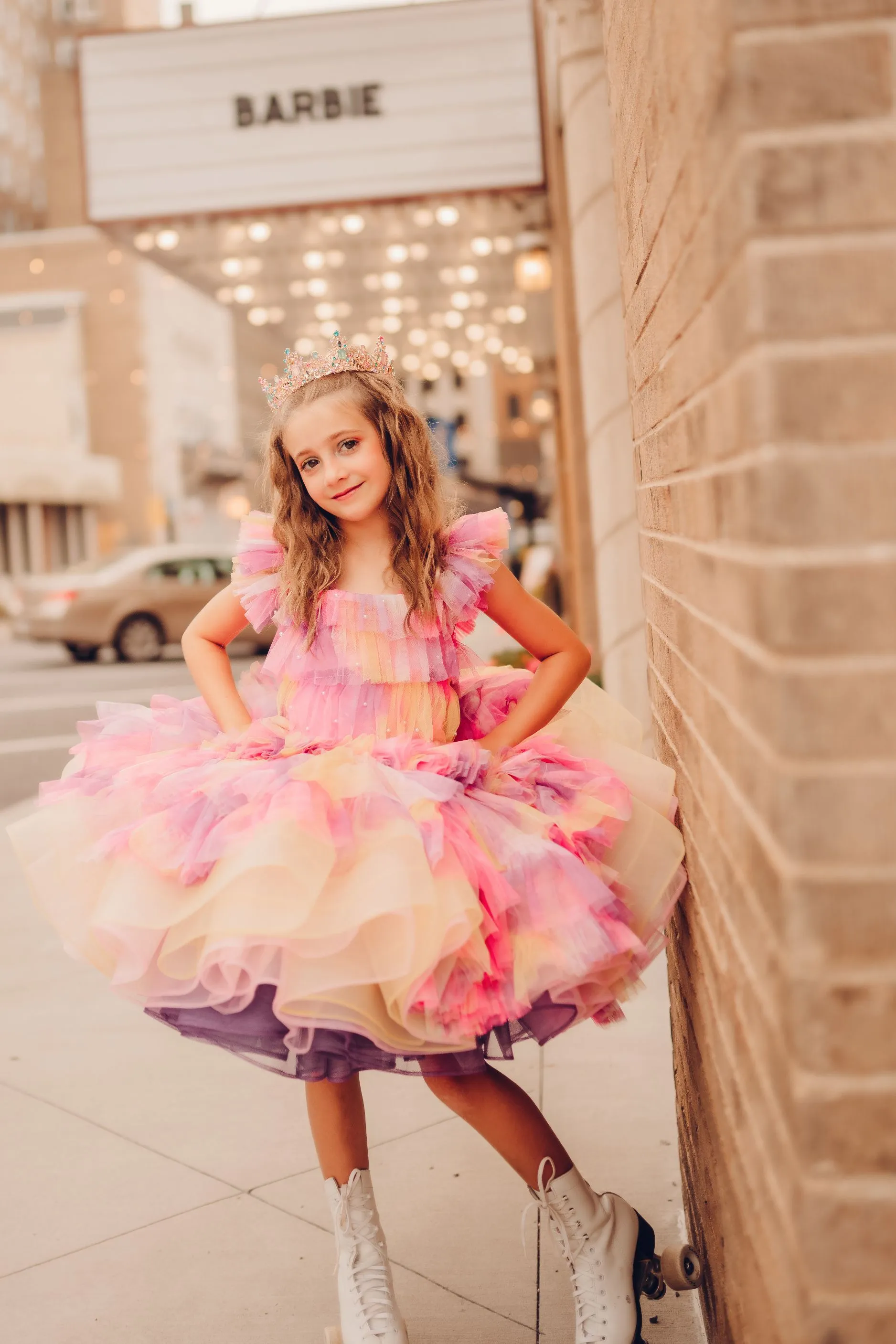 "Sunset Sorbet" petal  Length Dress ( 6 Year - Petite 7 Year)-