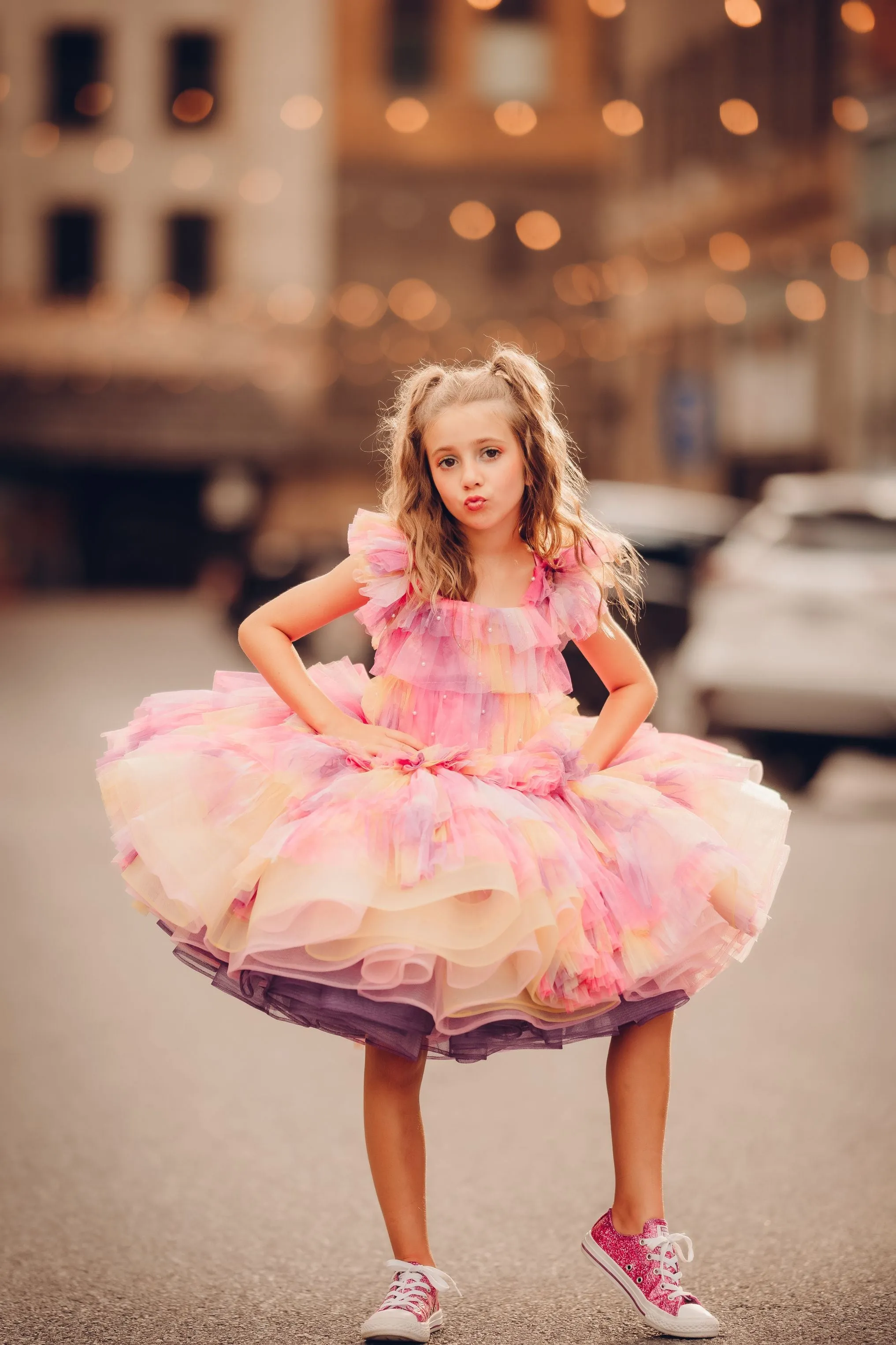 "Sunset Sorbet" petal  Length Dress ( 6 Year - Petite 7 Year)-