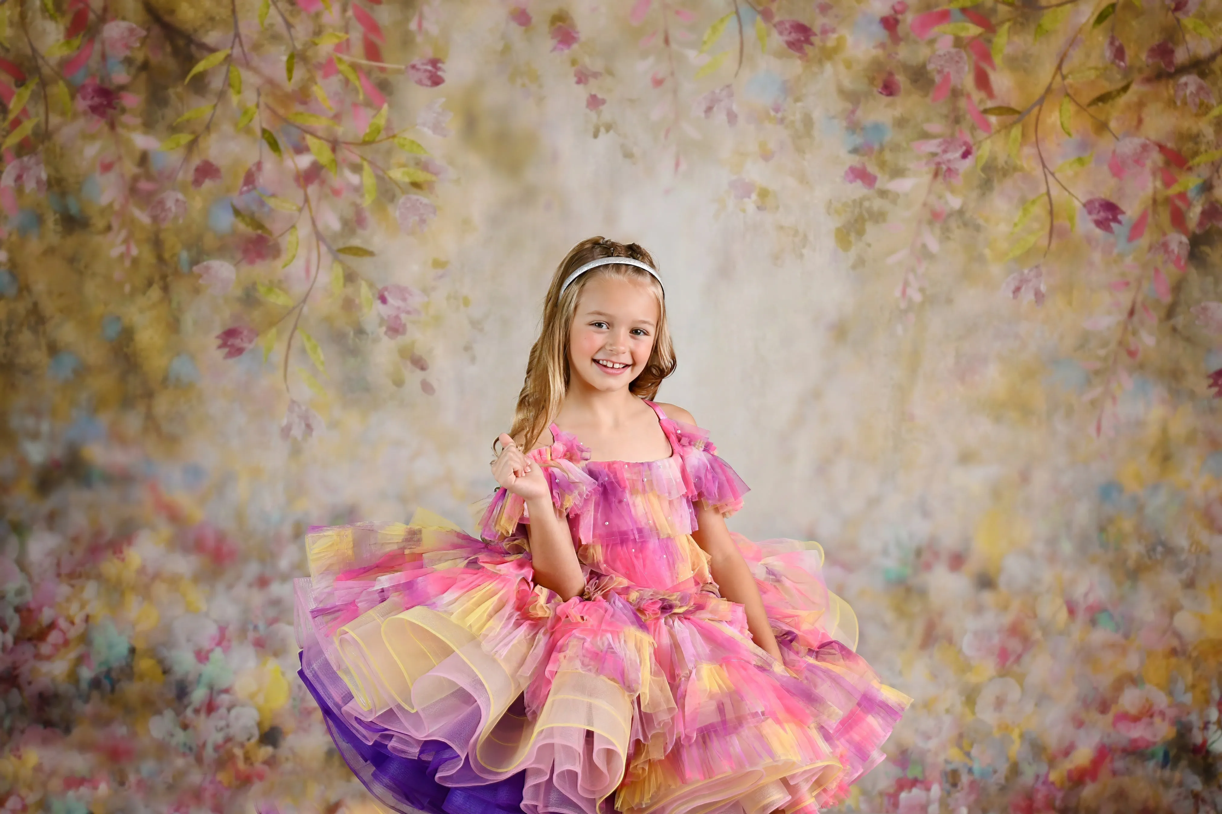 "Sunset Sorbet" petal  Length Dress ( 6 Year - Petite 7 Year)-