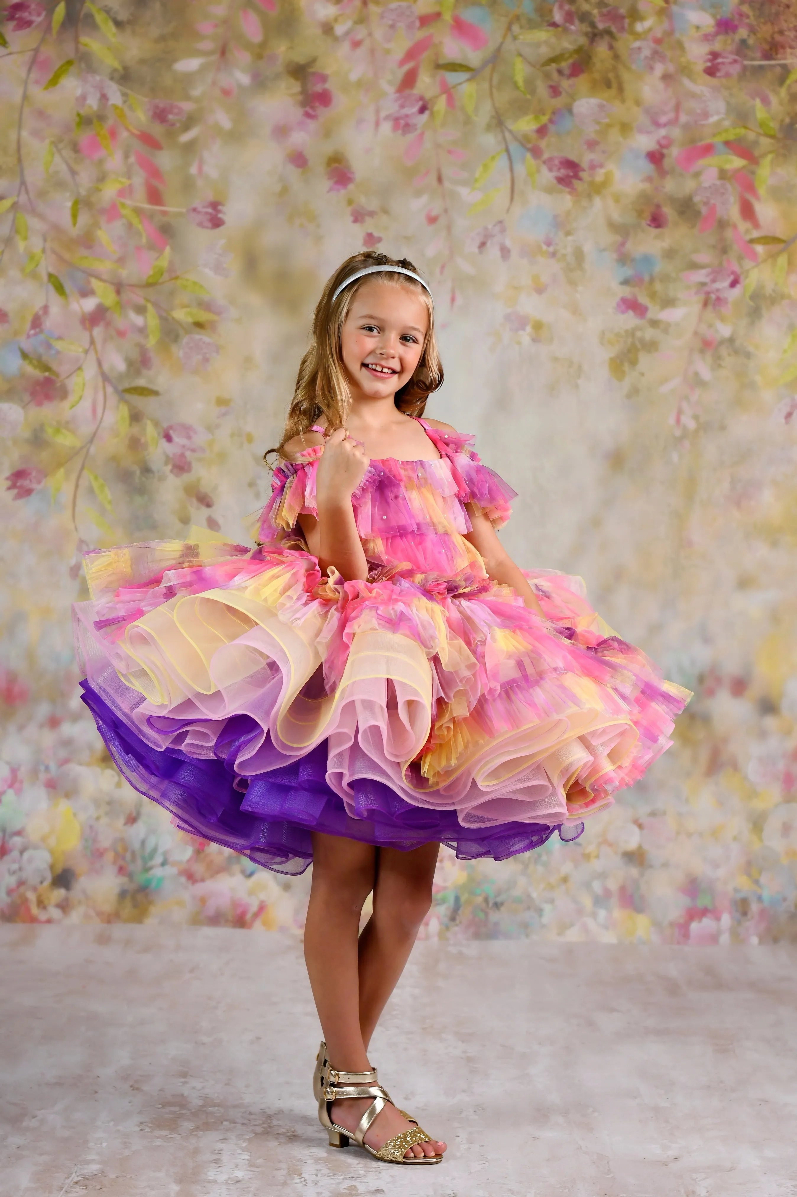 "Sunset Sorbet" petal  Length Dress ( 6 Year - Petite 7 Year)-