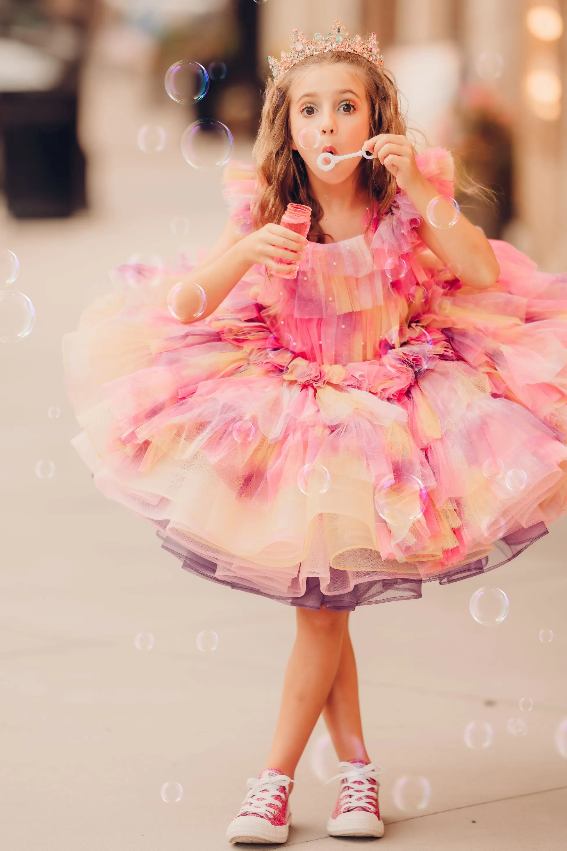 "Sunset Sorbet" petal  Length Dress ( 6 Year - Petite 7 Year)-