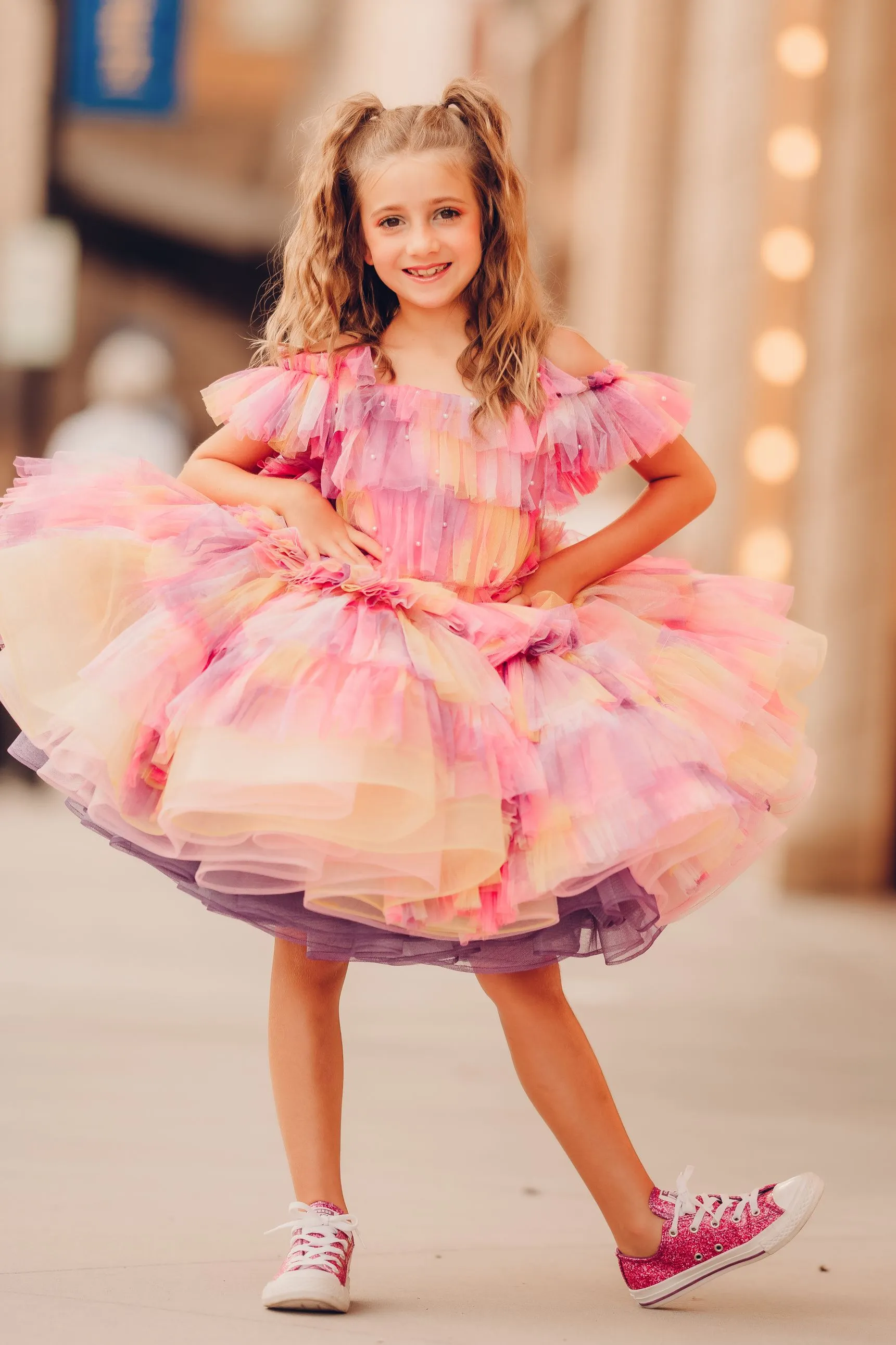 "Sunset Sorbet" petal  Length Dress ( 6 Year - Petite 7 Year)-