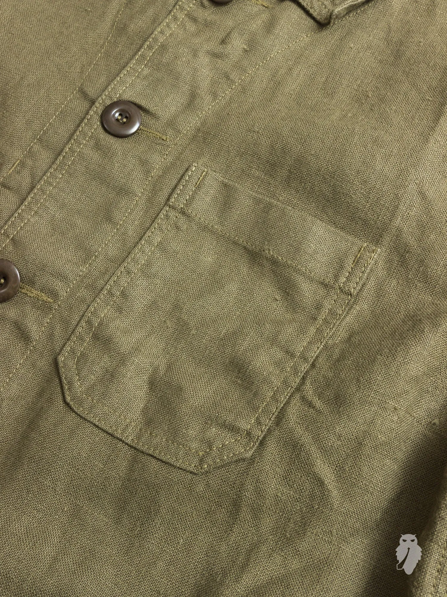 "Travail" Linen Work Jacket in Olive