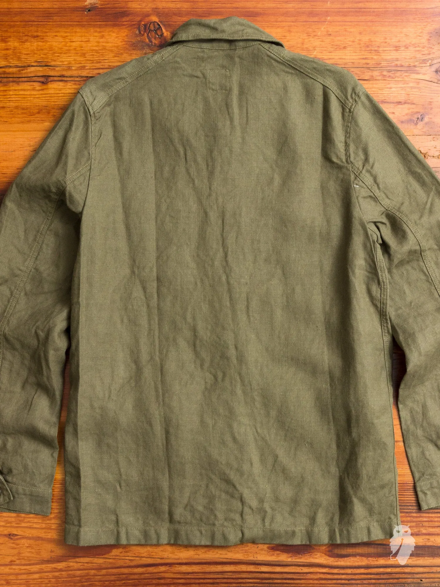 "Travail" Linen Work Jacket in Olive