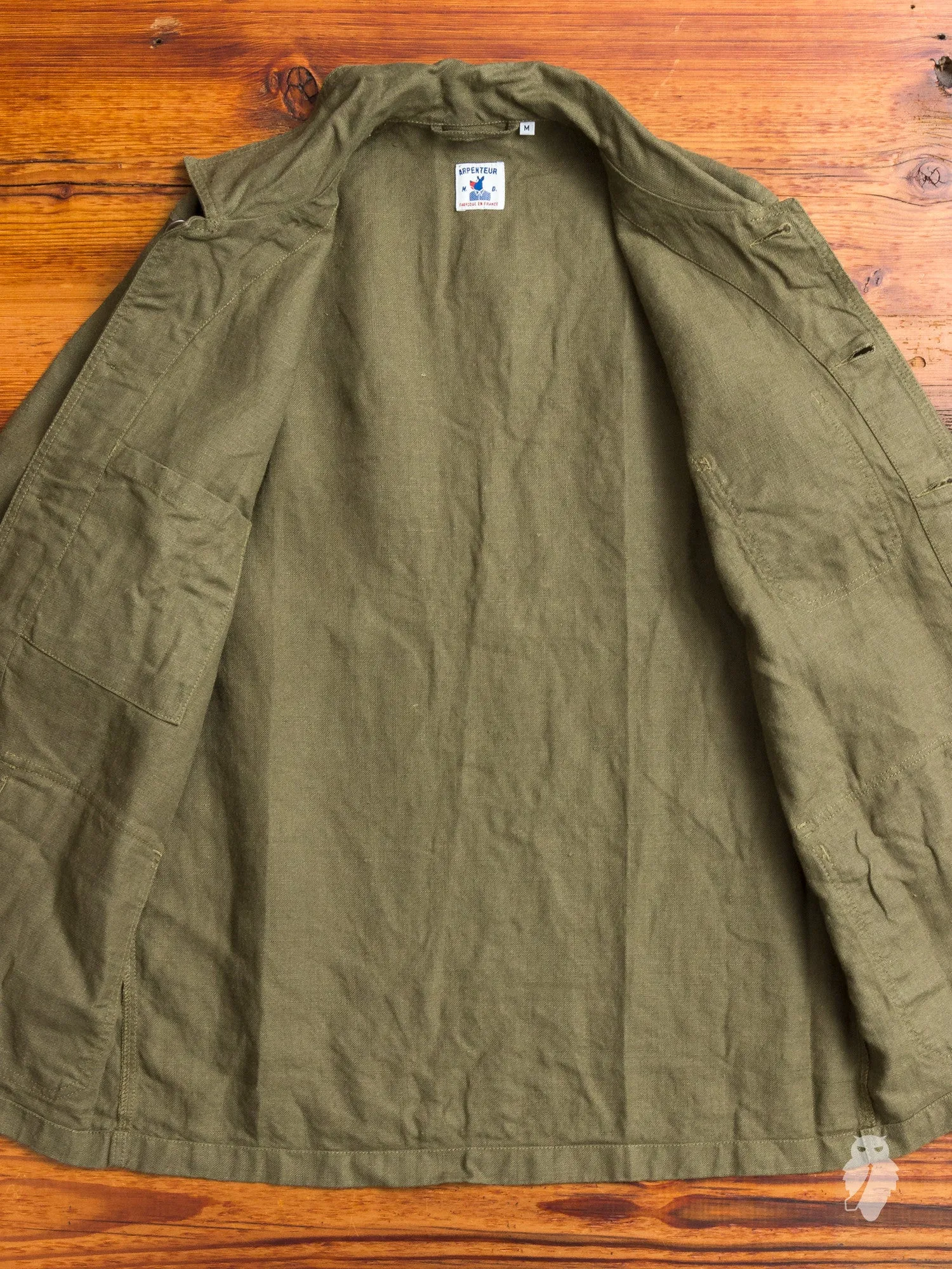 "Travail" Linen Work Jacket in Olive