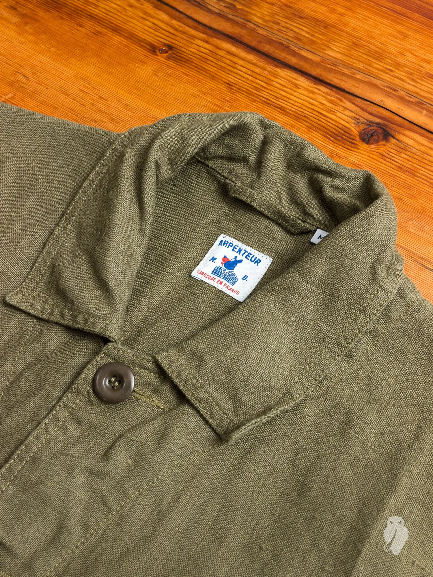 "Travail" Linen Work Jacket in Olive