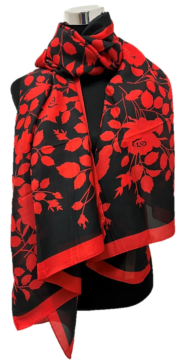 Red and Black Silk Scarf