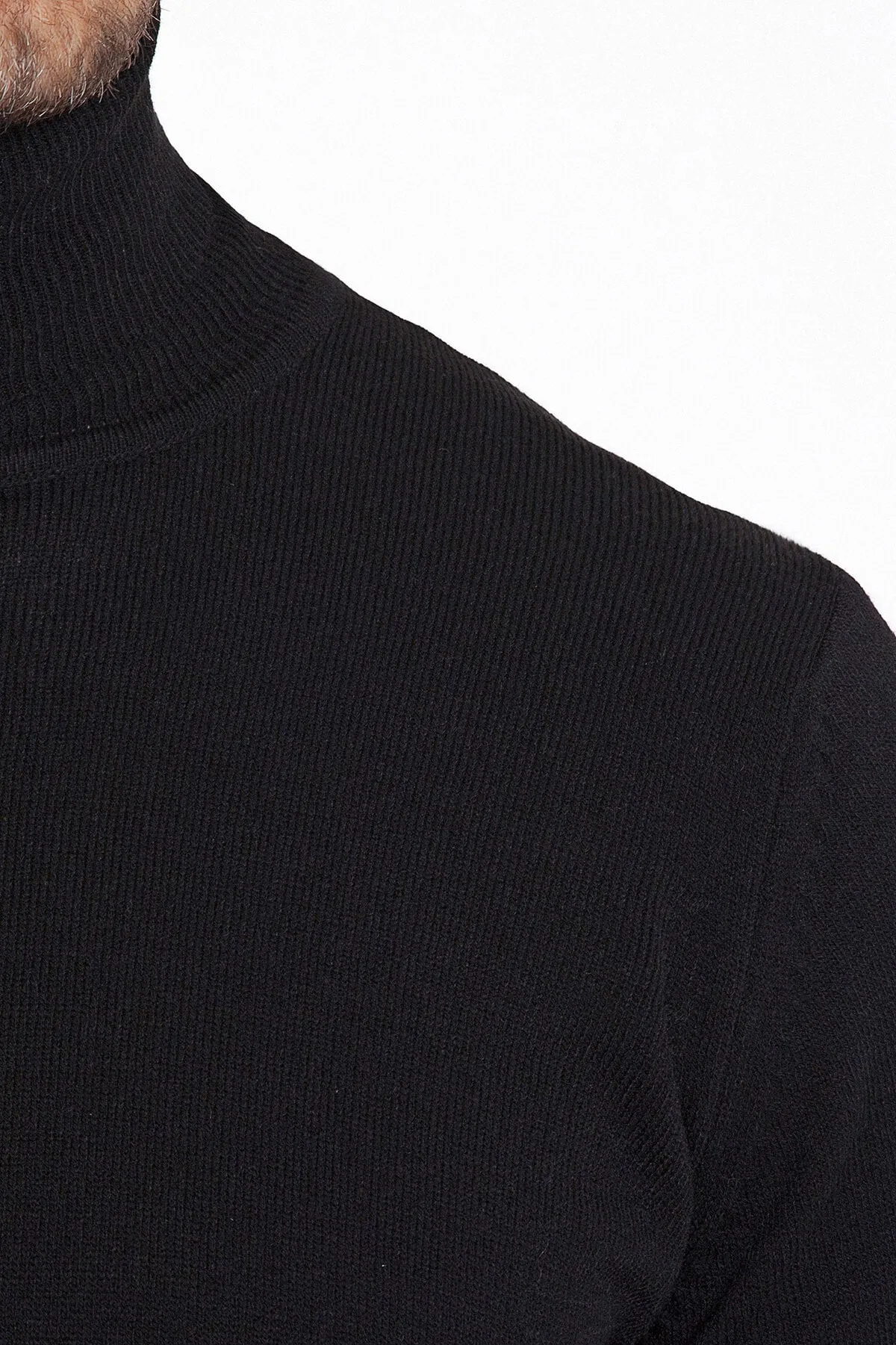 Regular Fit Basic Plain Black Turtleneck Sweater