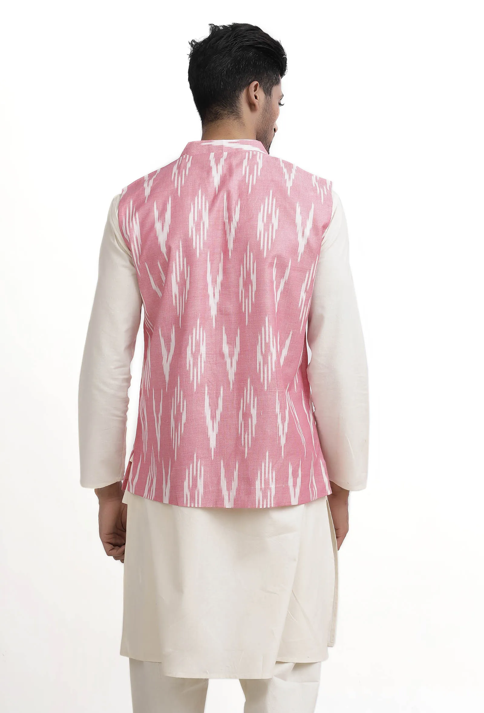 Rose Pink Ikat Nehru Jacket