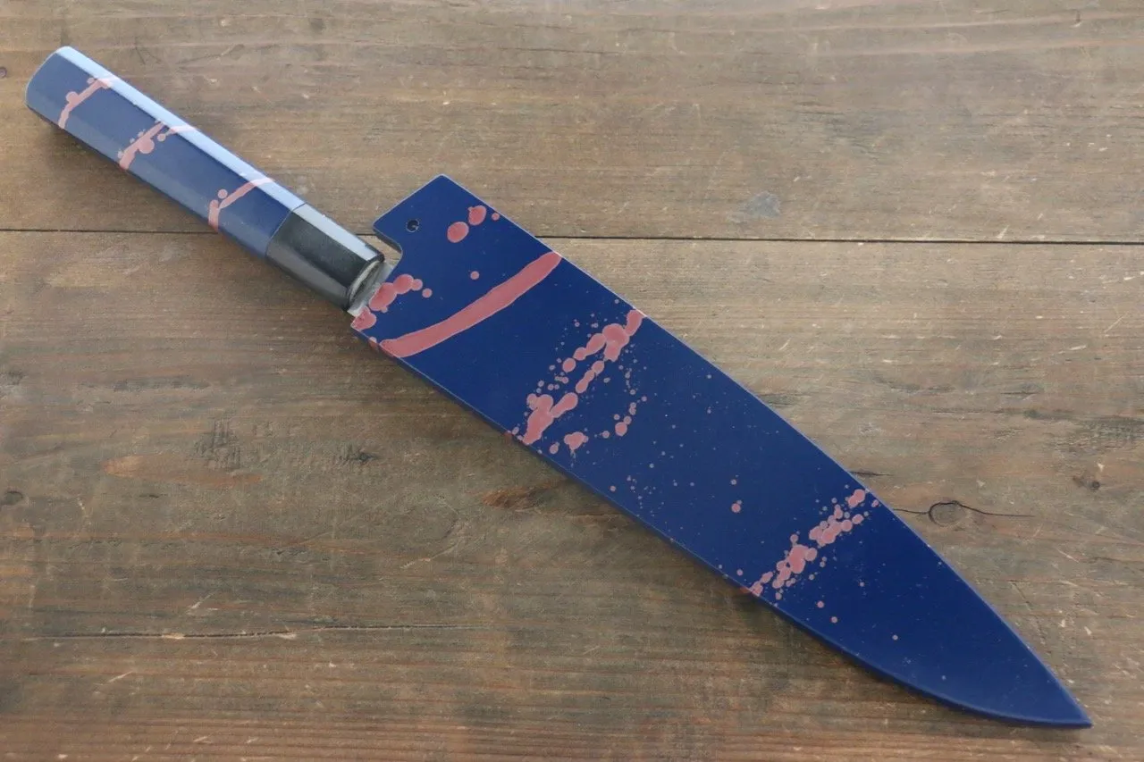 Sakai Takayuki AUS10 45 Layer Damascus Hammered Gyuto 240mm Blue Lacquered Handle with Sheath