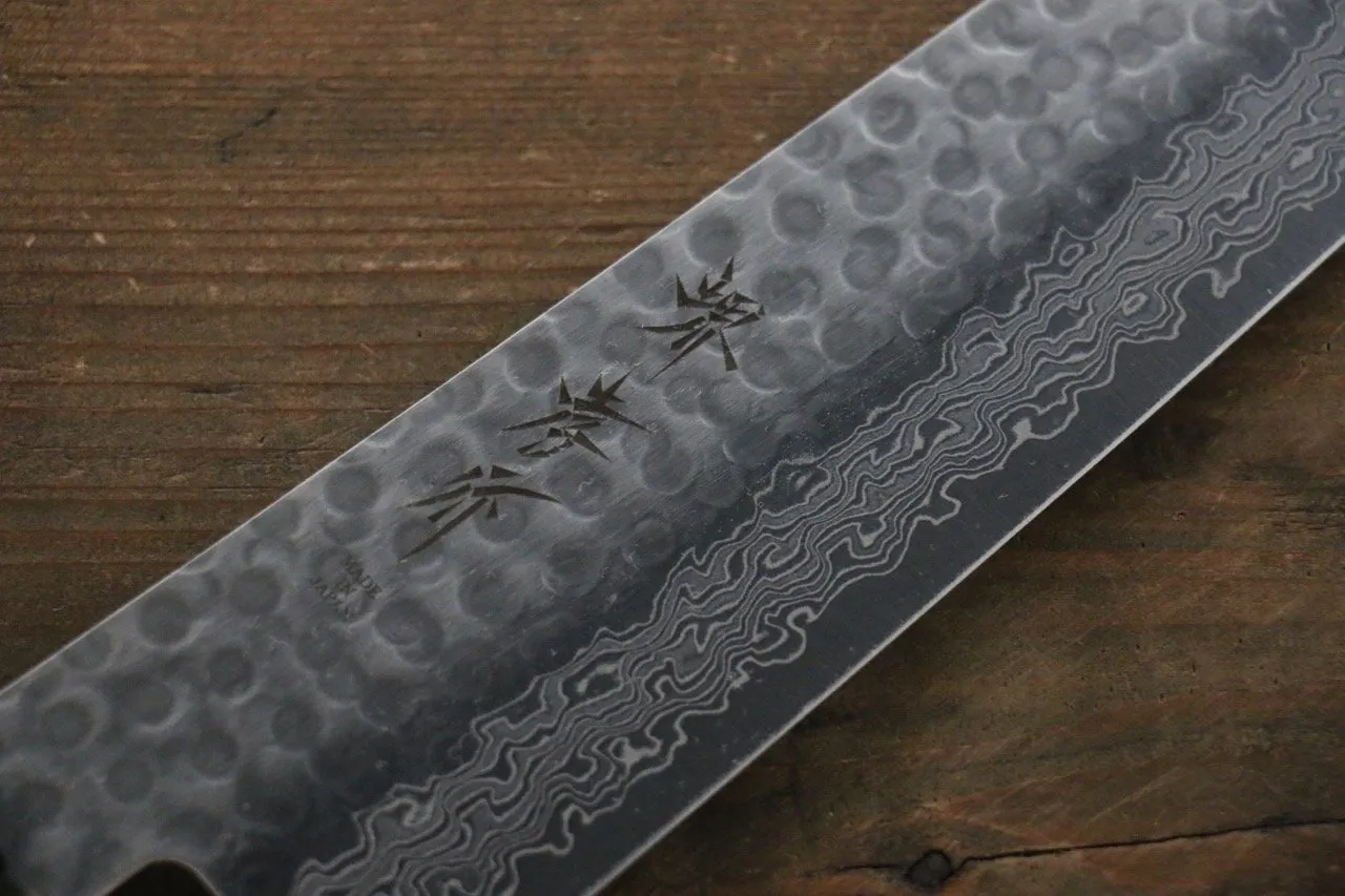 Sakai Takayuki AUS10 45 Layer Damascus Hammered Gyuto 240mm Blue Lacquered Handle with Sheath