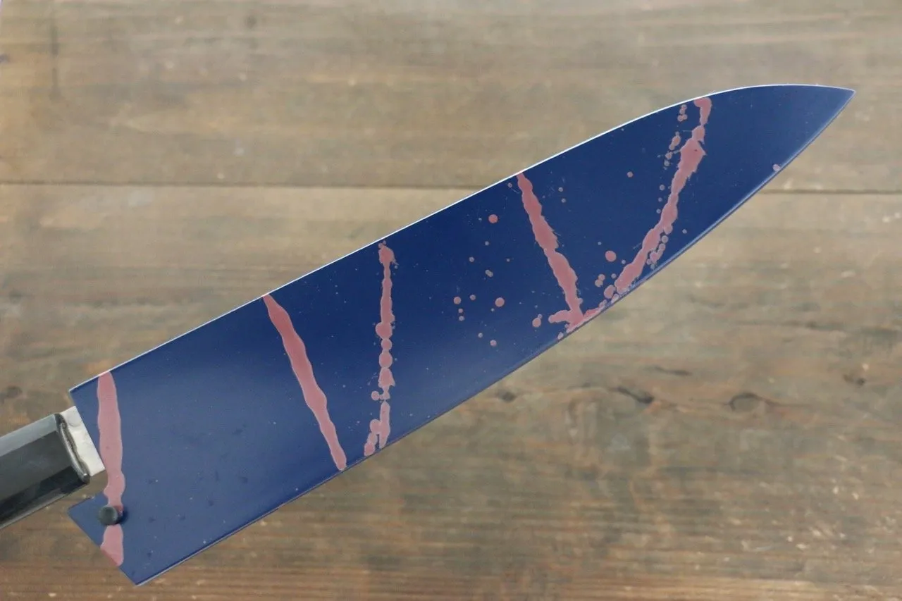 Sakai Takayuki AUS10 45 Layer Damascus Hammered Gyuto 240mm Blue Lacquered Handle with Sheath