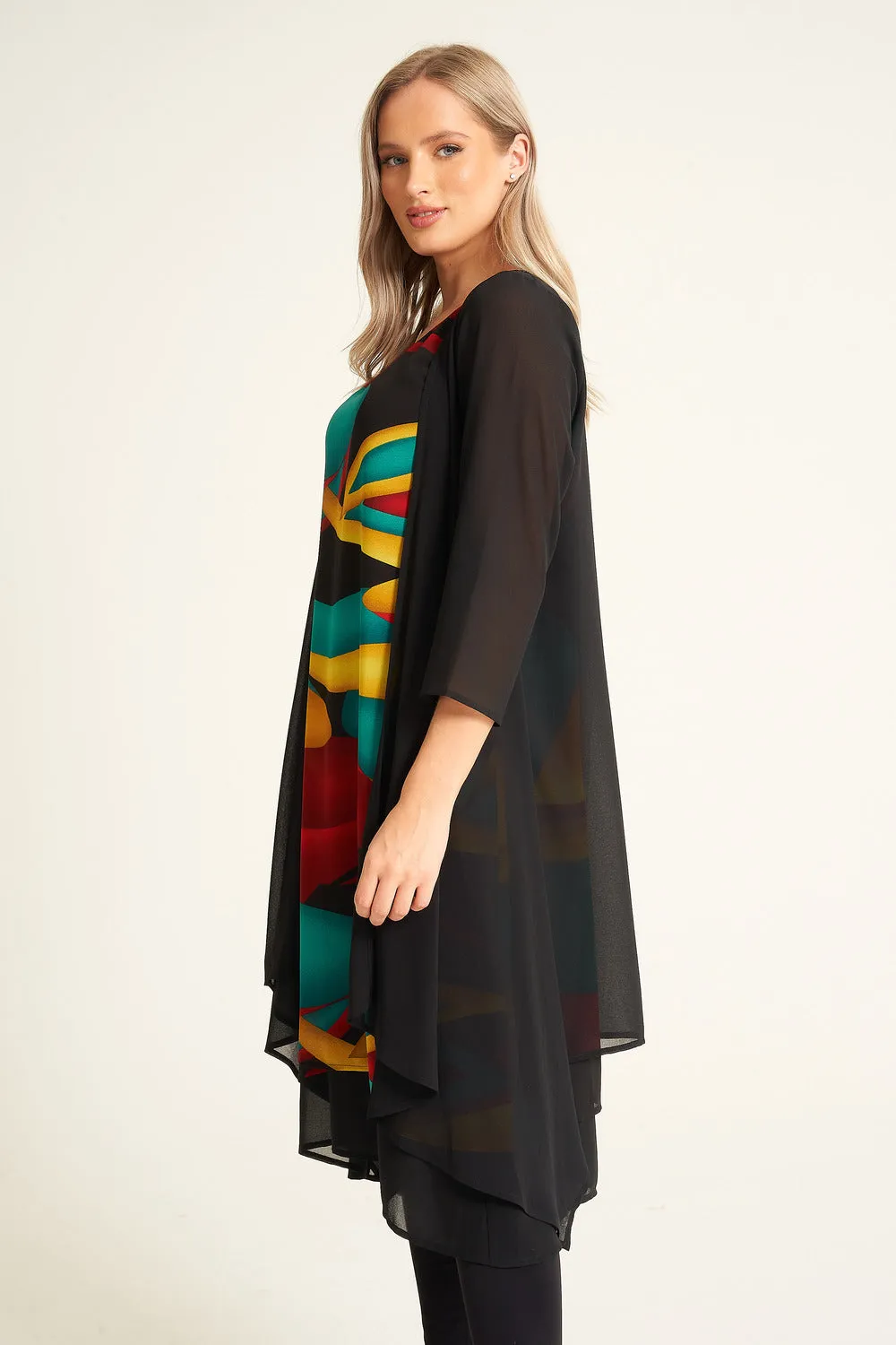 Saloos Colourful Dress & Chiffon Jacket Twinset