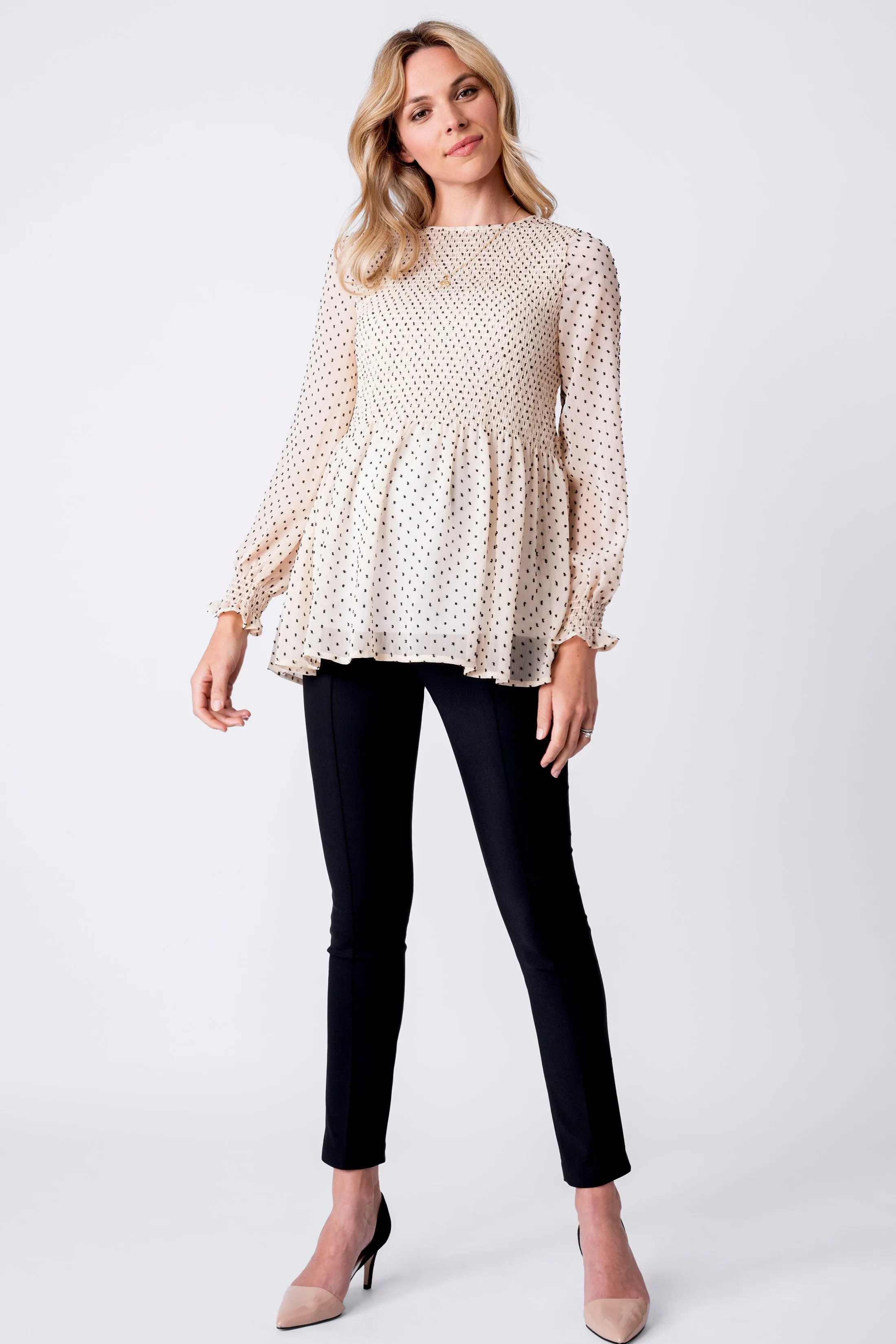 Sarah Shirred Chiffon Maternity Blouse