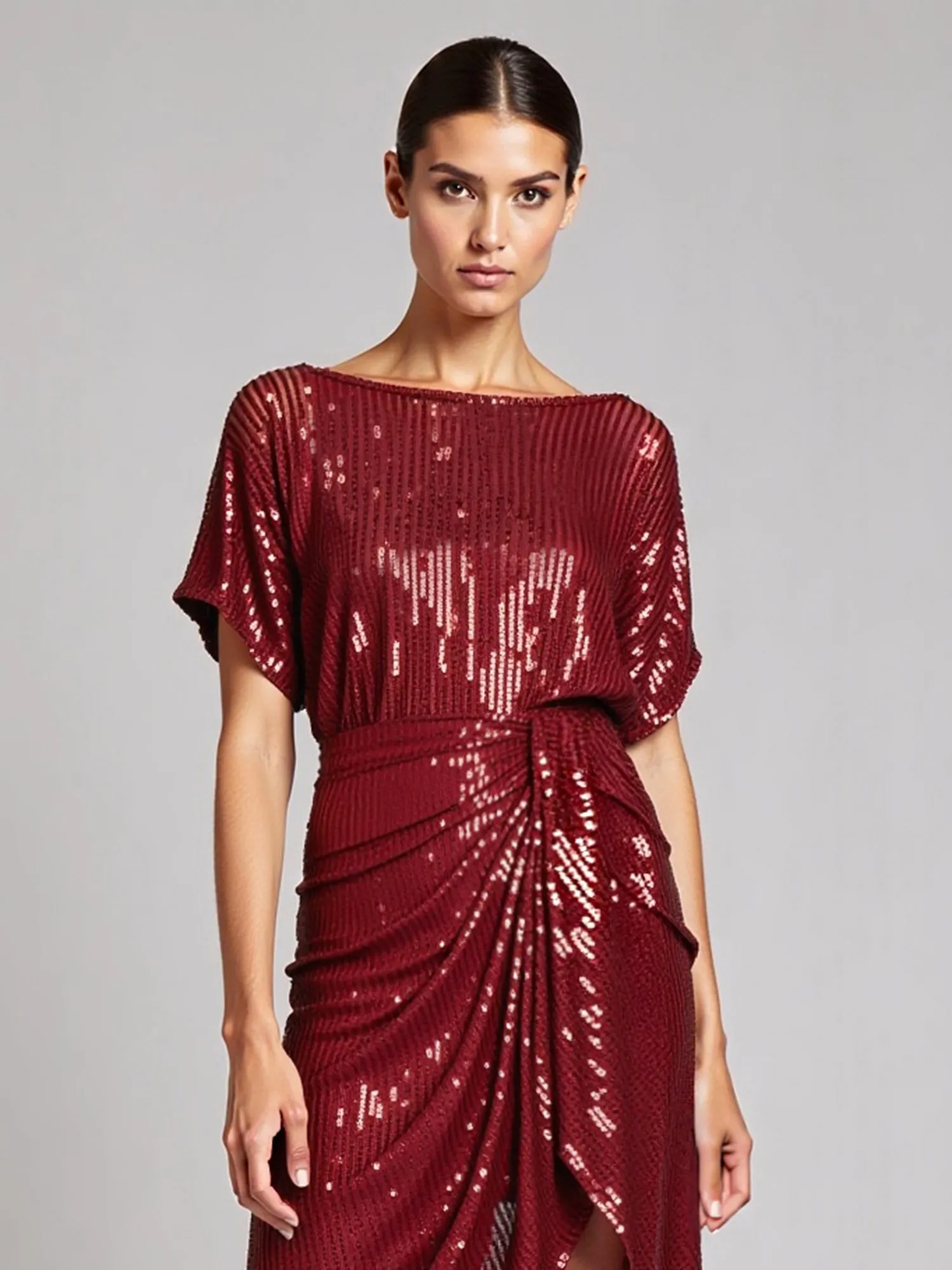 Short Sleeve Sequin Bodycon Dress