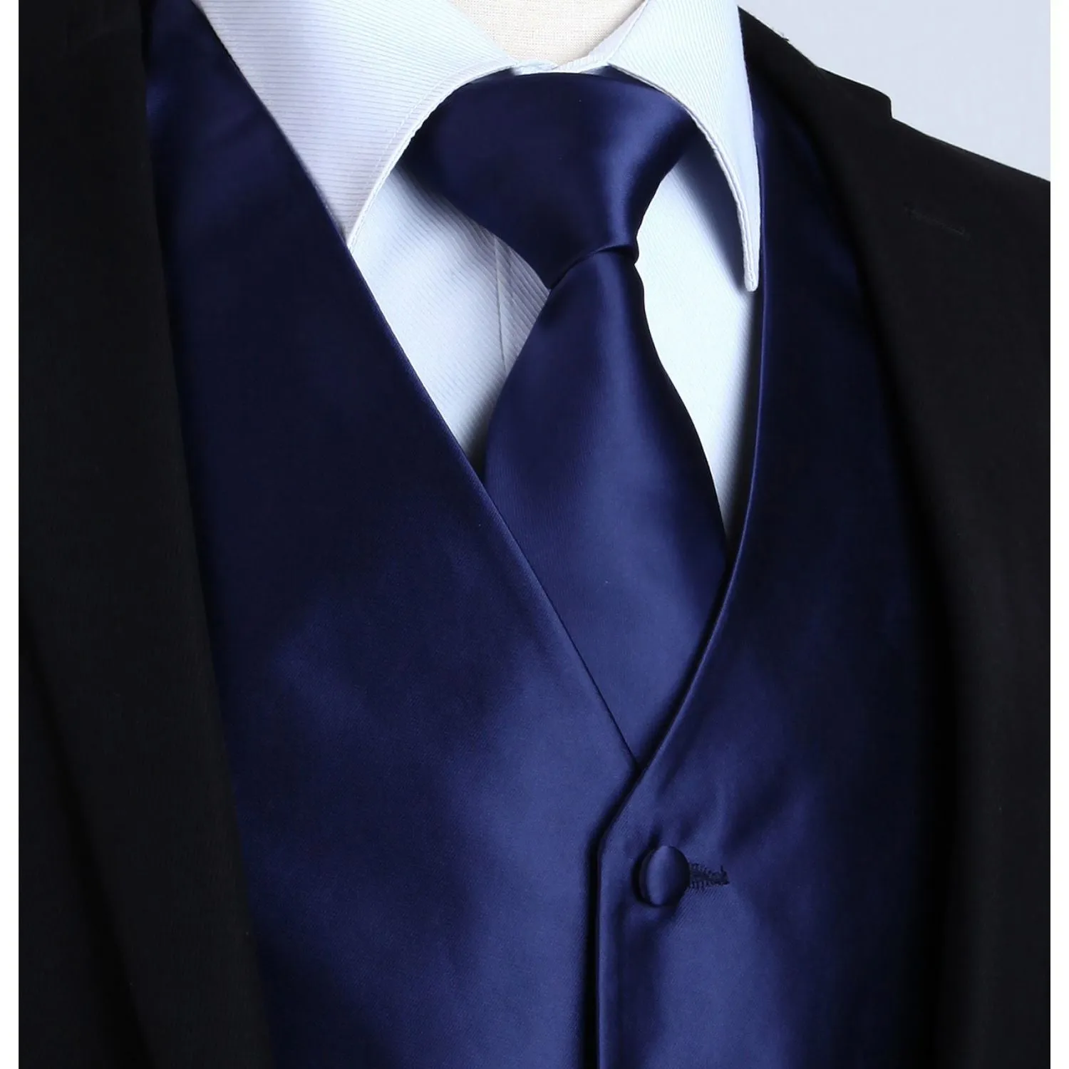 Solid 3pc Suit Vest Set - DARK BLUE