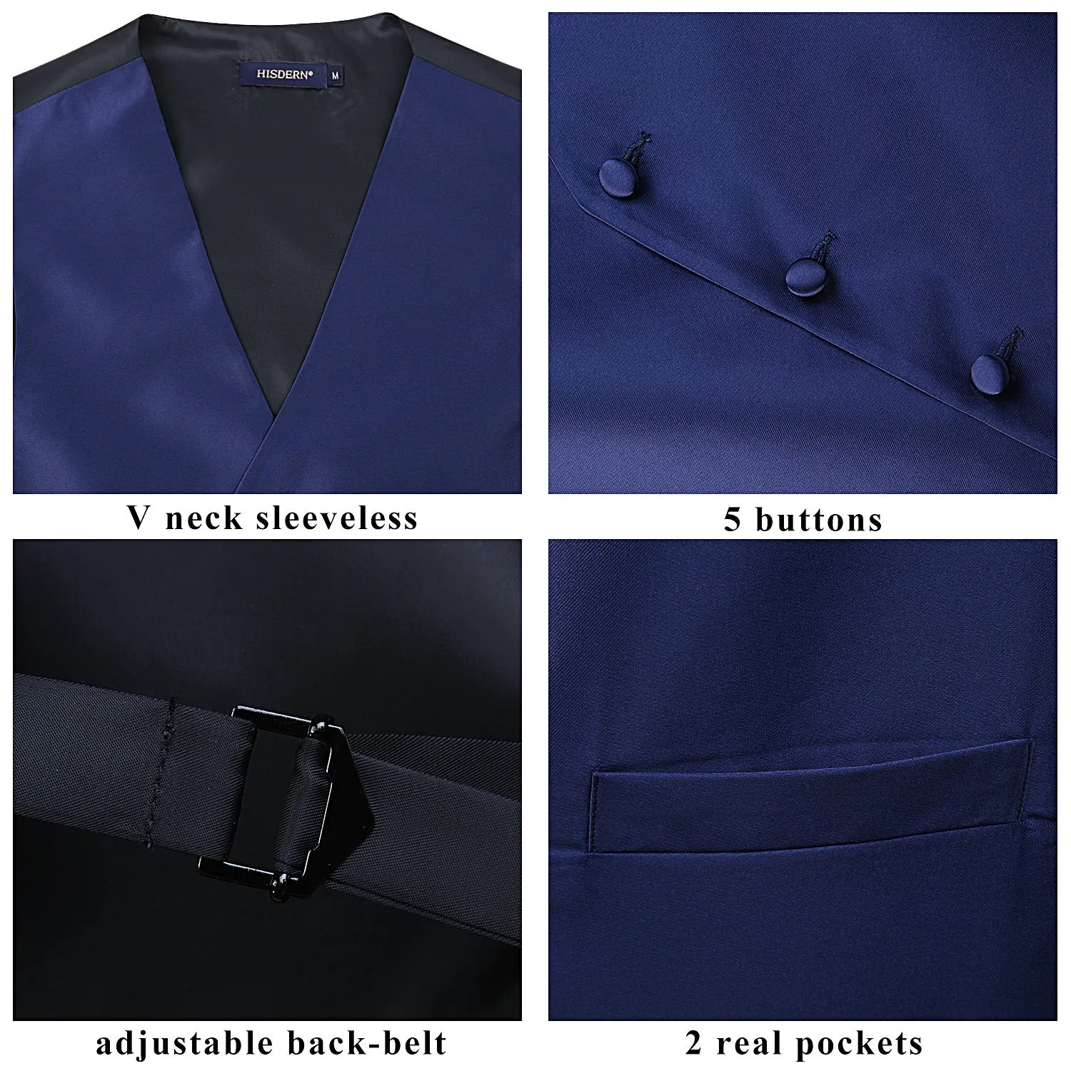 Solid 3pc Suit Vest Set - DARK BLUE