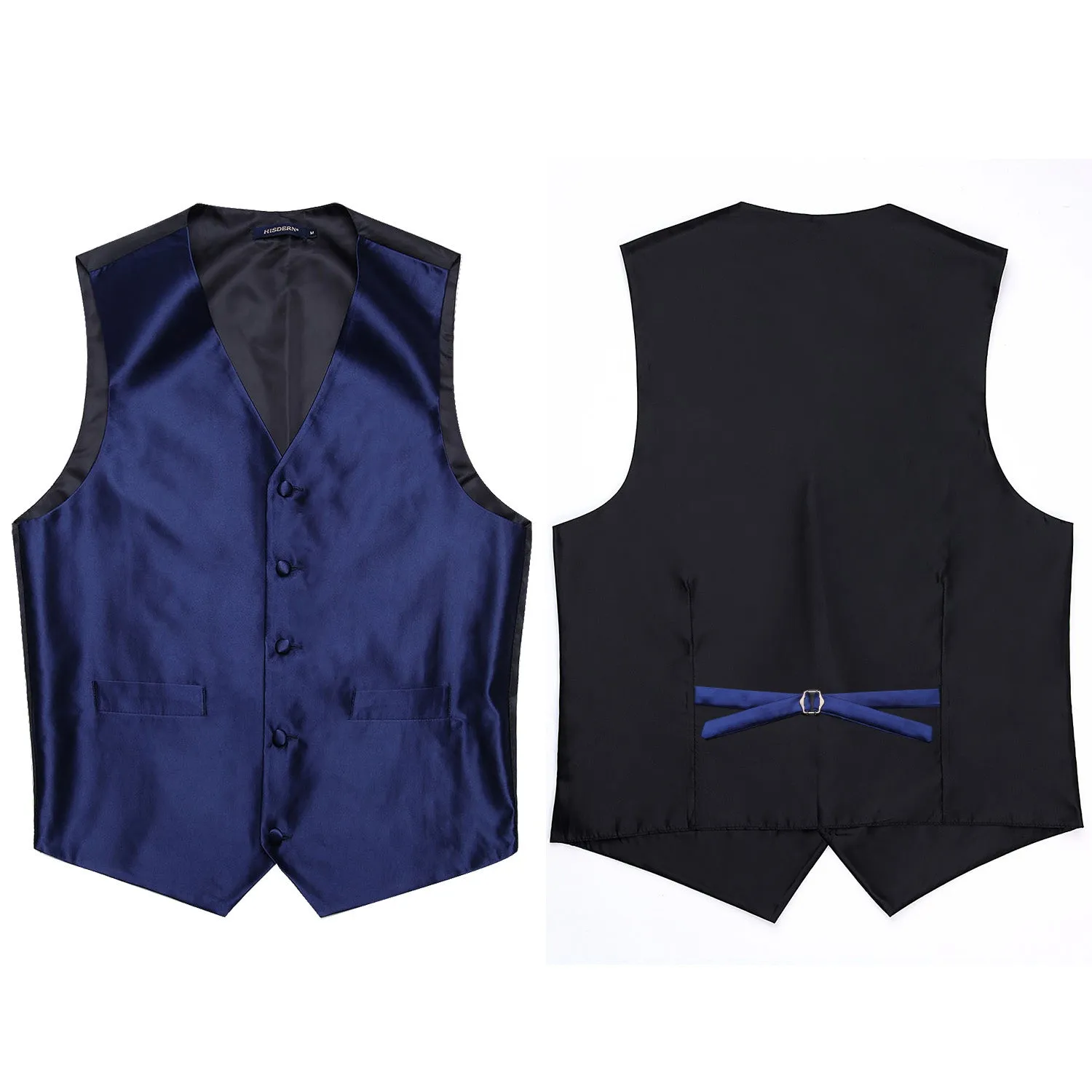 Solid 3pc Suit Vest Set - DARK BLUE