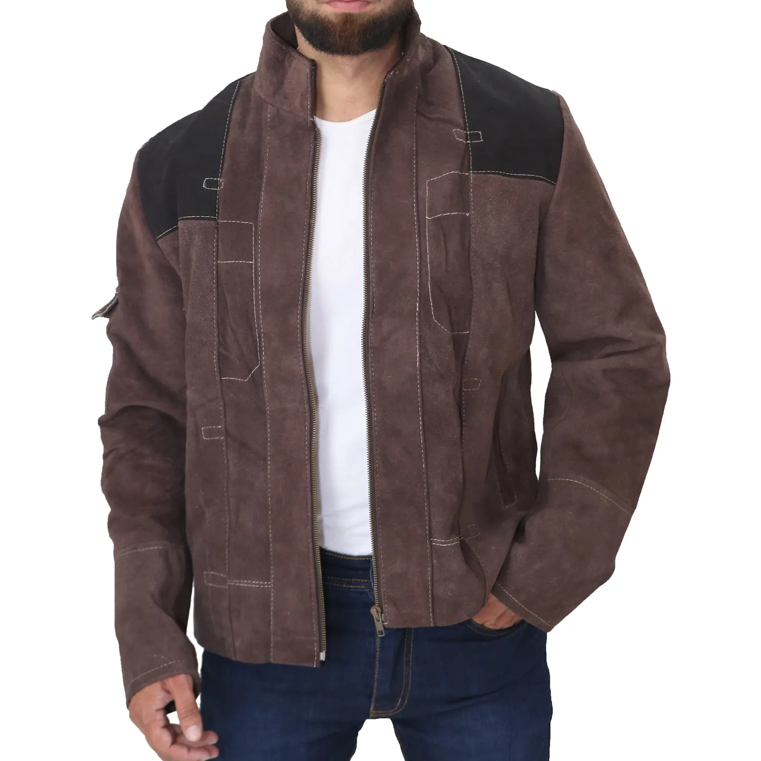 Solo A Star Wars Story Brown Motorcycle Men's Suede Leather Jacket