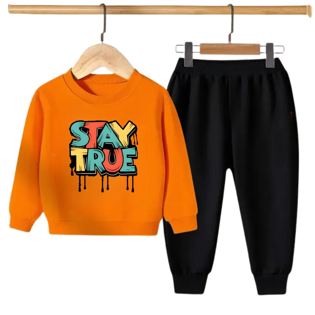 STAY TRUE PRINTED SWEATSHIRT SET