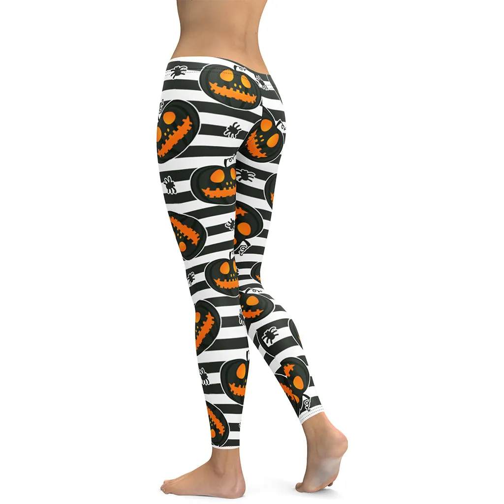 Striped Jack O'lanterns Leggings