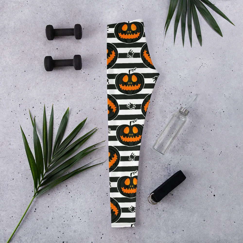 Striped Jack O'lanterns Leggings