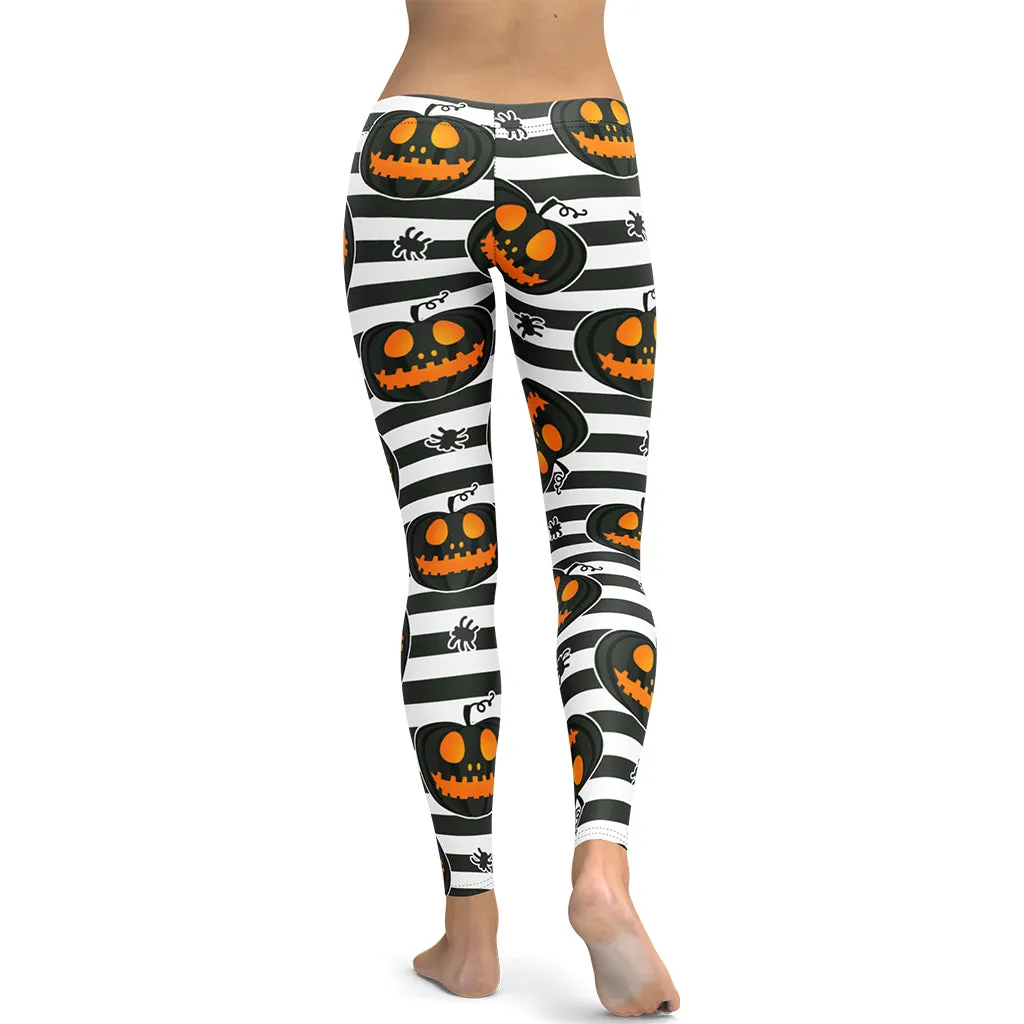 Striped Jack O'lanterns Leggings