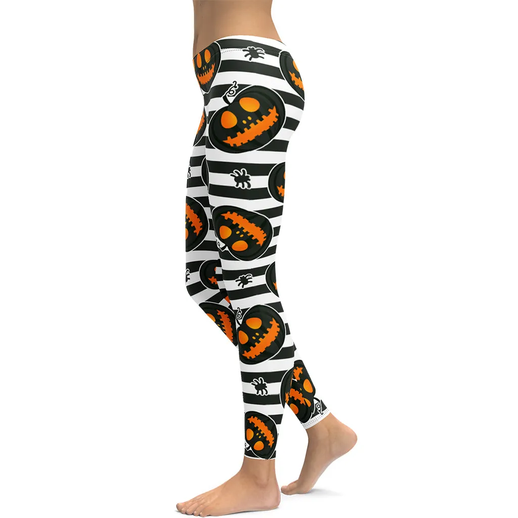 Striped Jack O'lanterns Leggings