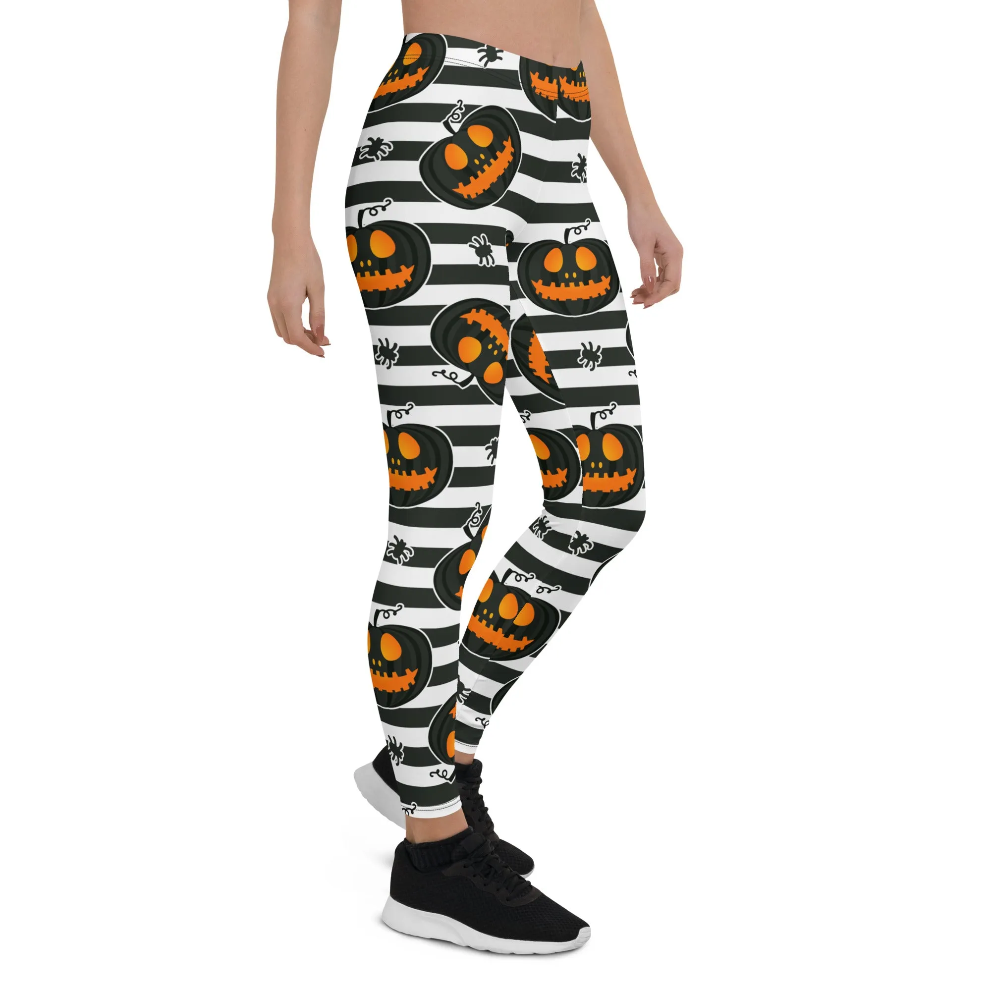 Striped Jack O'lanterns Leggings