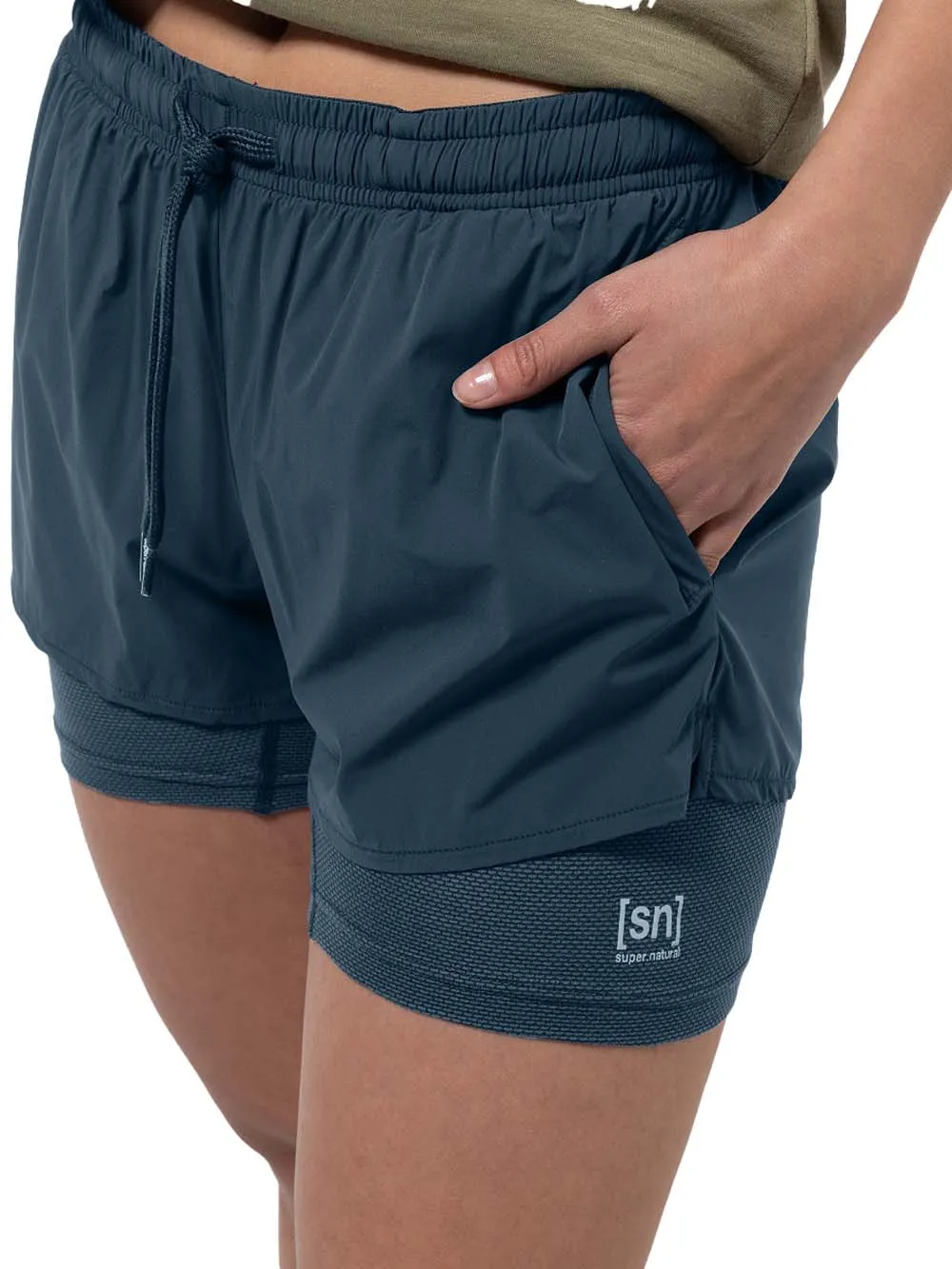 super.natural Women&#x27;s Double Layer Shorts Blueberry | Buy super.natural Women&#x27;s Double Layer Shorts Blueberry here | Outnorth