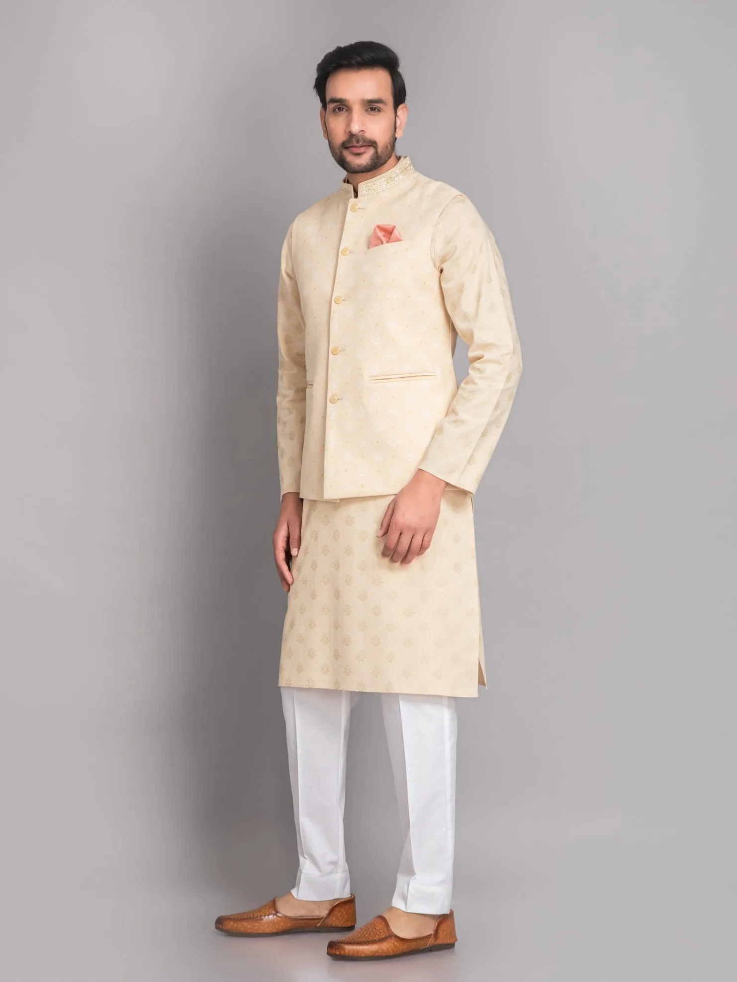 SUTI MENS KHADI LINEN 3D PRINTED JACKET