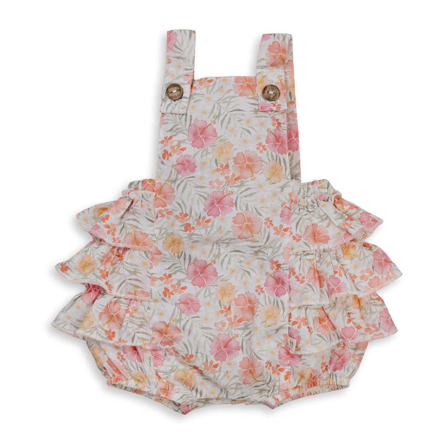 TINY TWIG FRILL OVERALL SET HIBISCUS