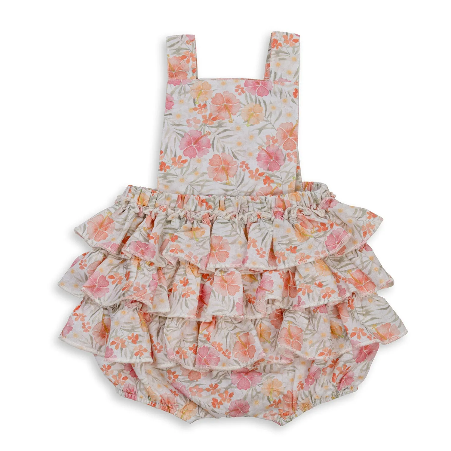 TINY TWIG FRILL OVERALL SET HIBISCUS