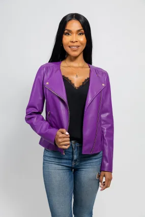 Violet Women's Vegan Faux Leather Jacket (POS)