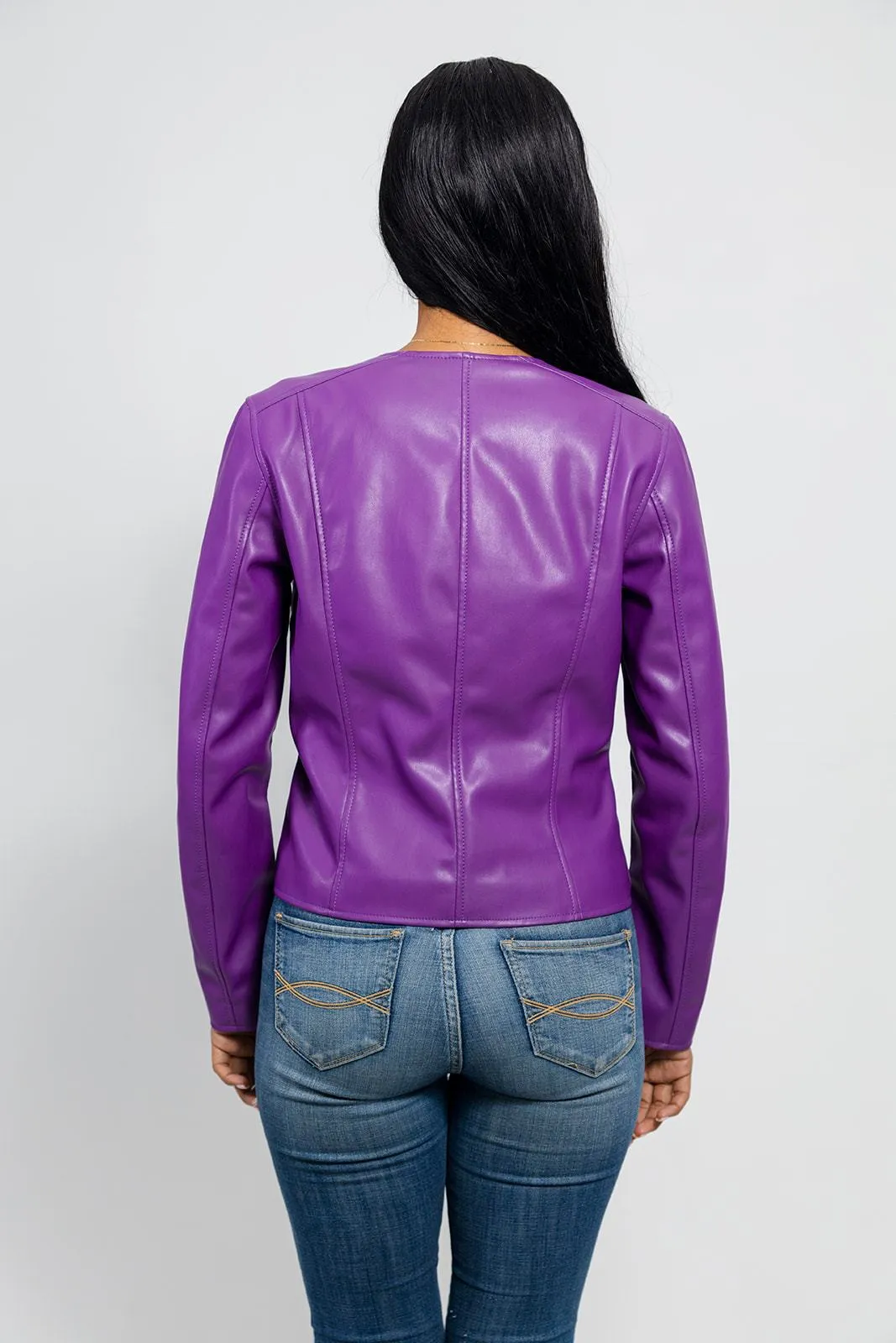 Violet Women's Vegan Faux Leather Jacket (POS)