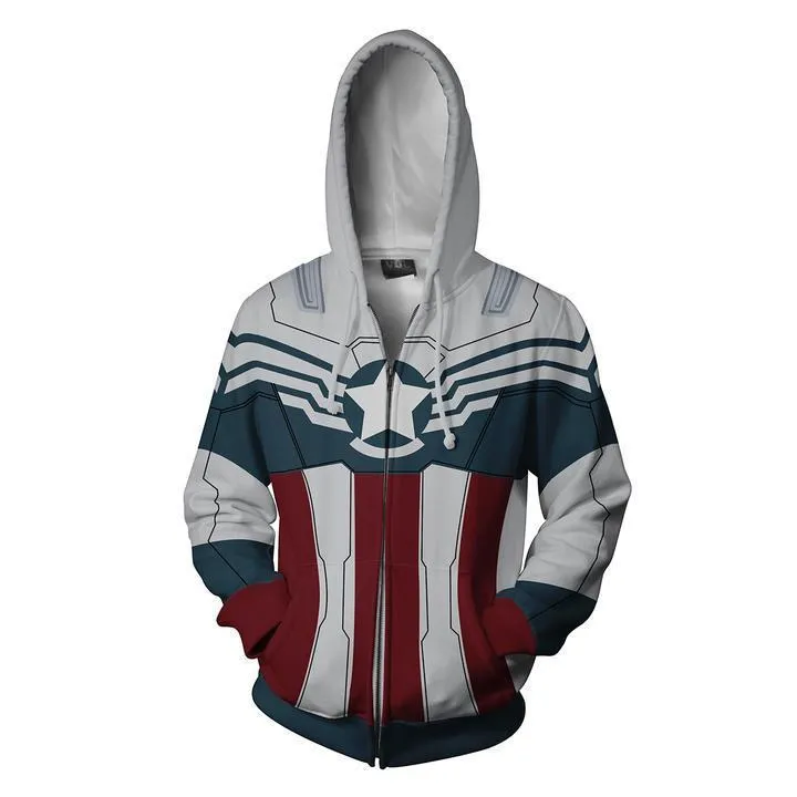 White CAPTAIN AMERICA Hoodie Jacket