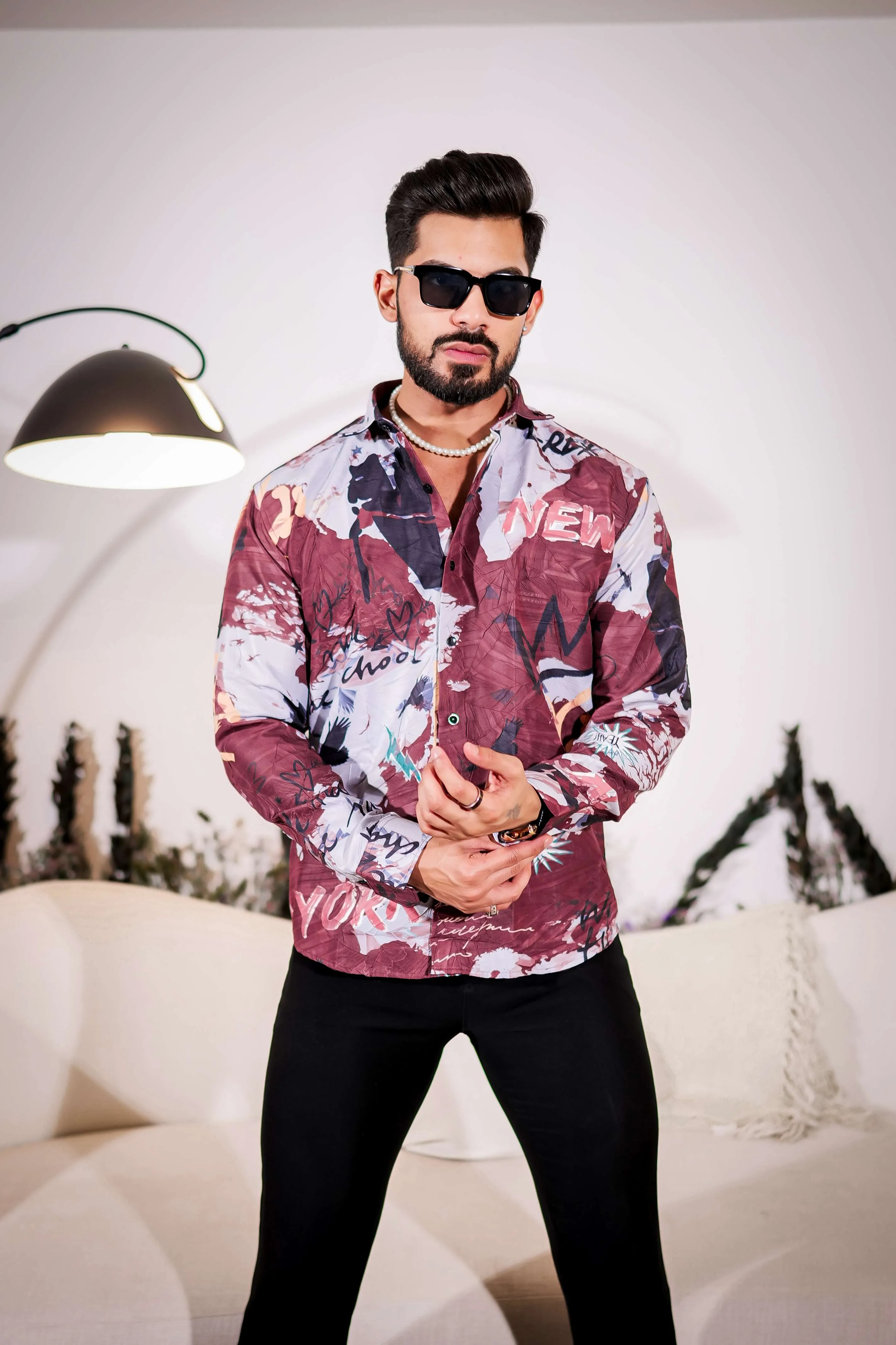 Wine Berry Imported Premium Shirt for Men's