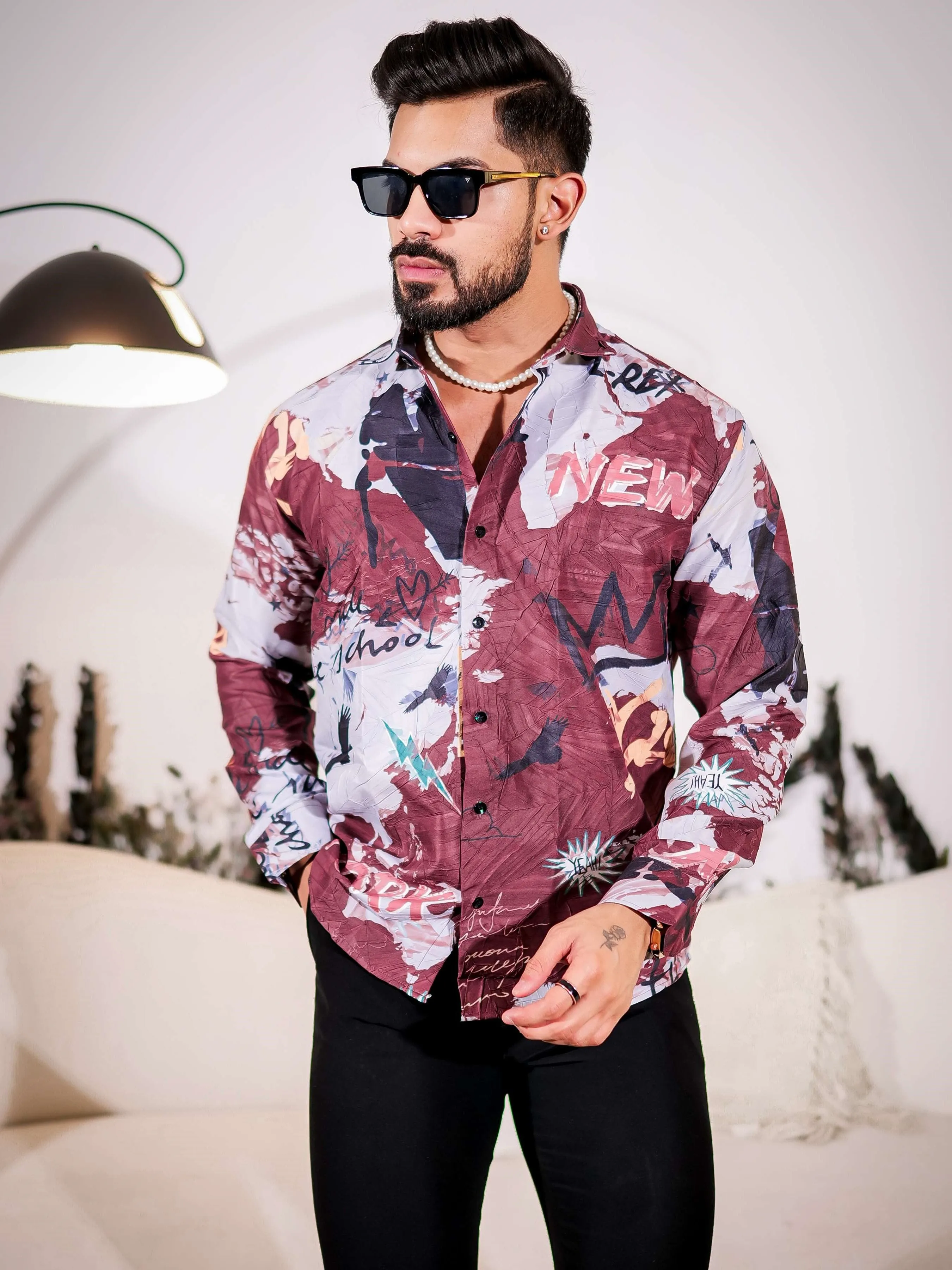 Wine Berry Imported Premium Shirt for Men's